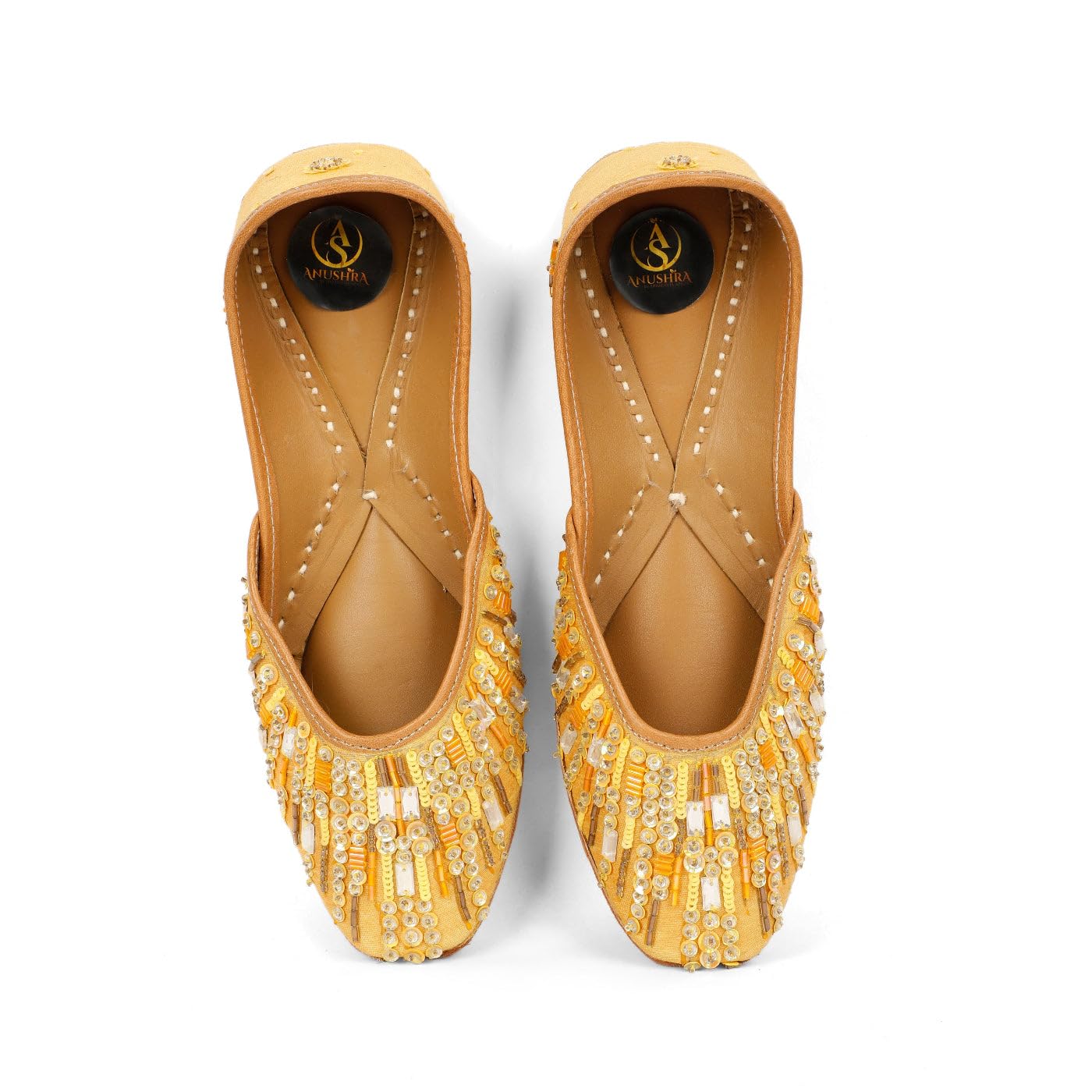 Sunehri Jaal Jutti for Women, Handcrafted Golden Embellished Ethnic Footwear with Sequin Work, Leather-image-31