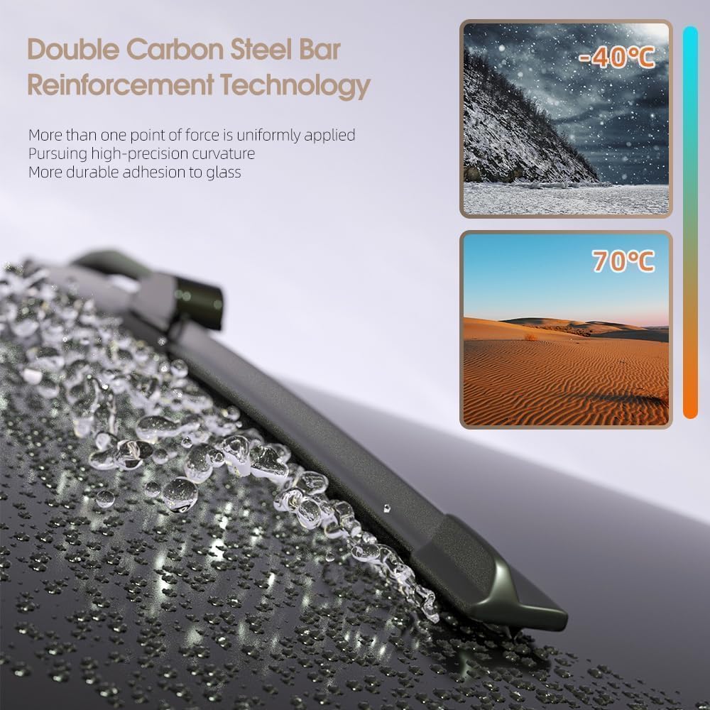 Compatible With Audi Q7 2007-2015 Wiper Blades Front Windshield Wipers Water Repellent Available in All-Seasons OEM Quality 2PCS 26"+20" Push Button
