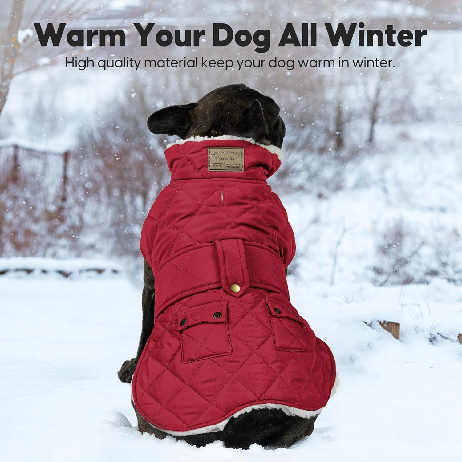 KYEESE Dog Coat Soft Pet Sweater for Cold Weather Warm Pet Winter Puffer Coat with Leash Hole Waterproof Dogs Jacket with Fleece Lined Windproof Dog Coats for Small Dogs Thick Pets Clothes with Pocket