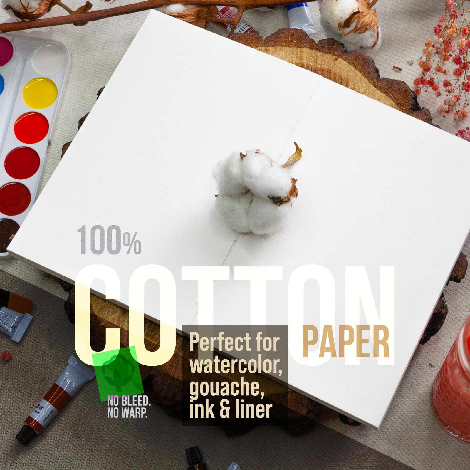 Kompaktowy szkicownik akwarelowy – 100% papier bawełniany, 250 g/m², 80 stron, 200 × 132 mm (7,9 × 5,5 cm) – płaski, wodoodporny pokrowiec nanokraftowy – idealny dla artystów, gwaszu, atramentu i
