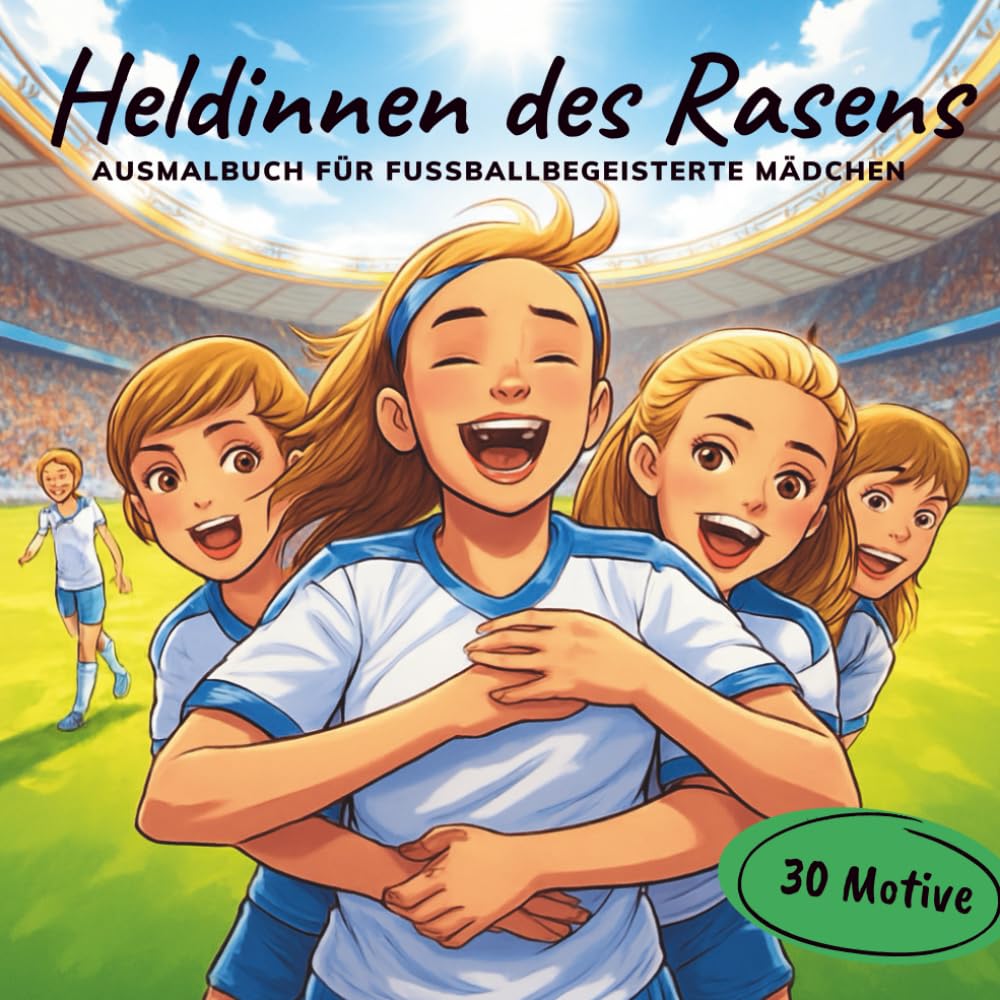 Heldinnen des Rasens: Ausmalbuch für fußballbegeisterte Mädchen