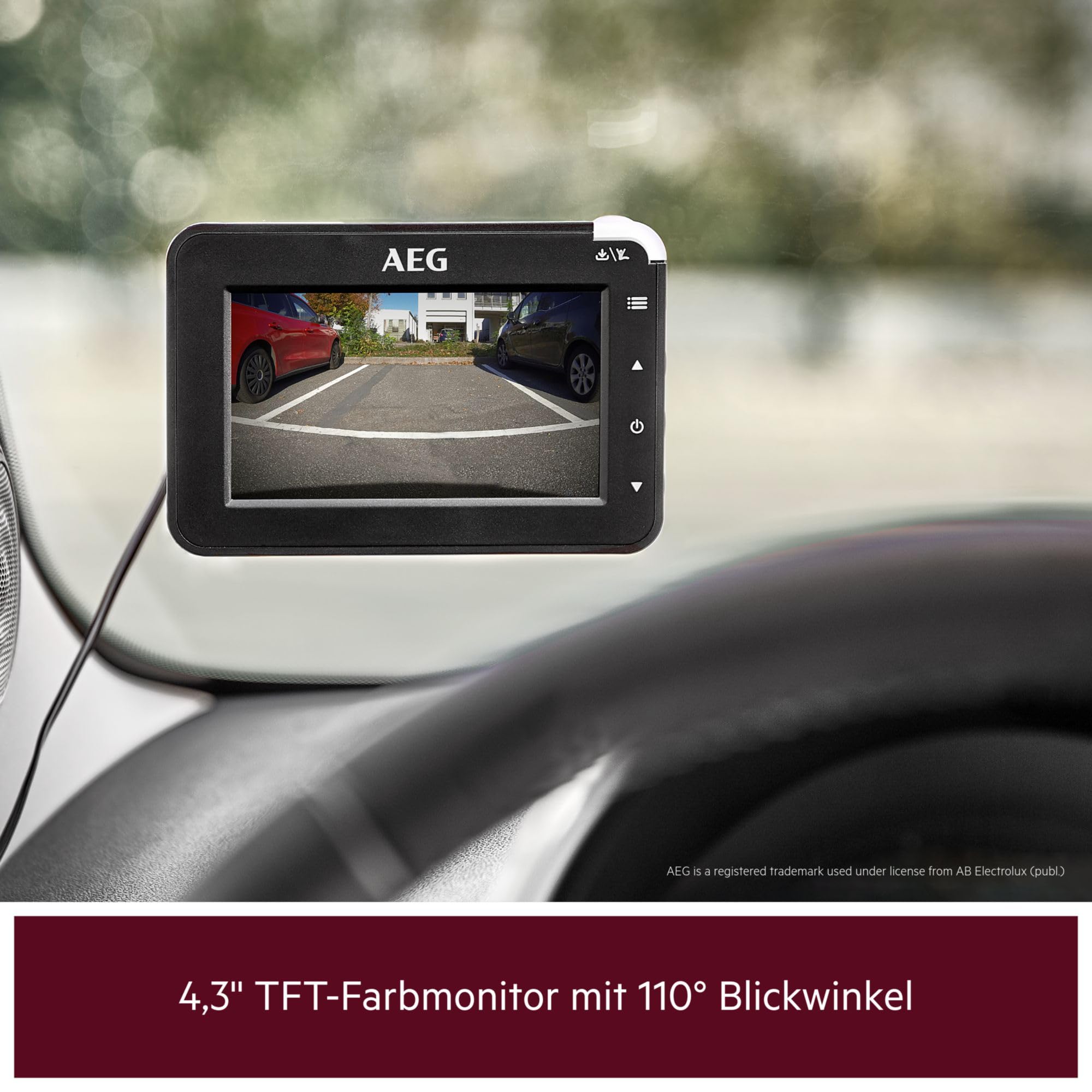 AEG Automotive - Telecamera di retromarcia a energia solare per camper 4.3 wireless digitale con trasmettitore radio LCD doppio schermo LCD impermeabile visione notturna