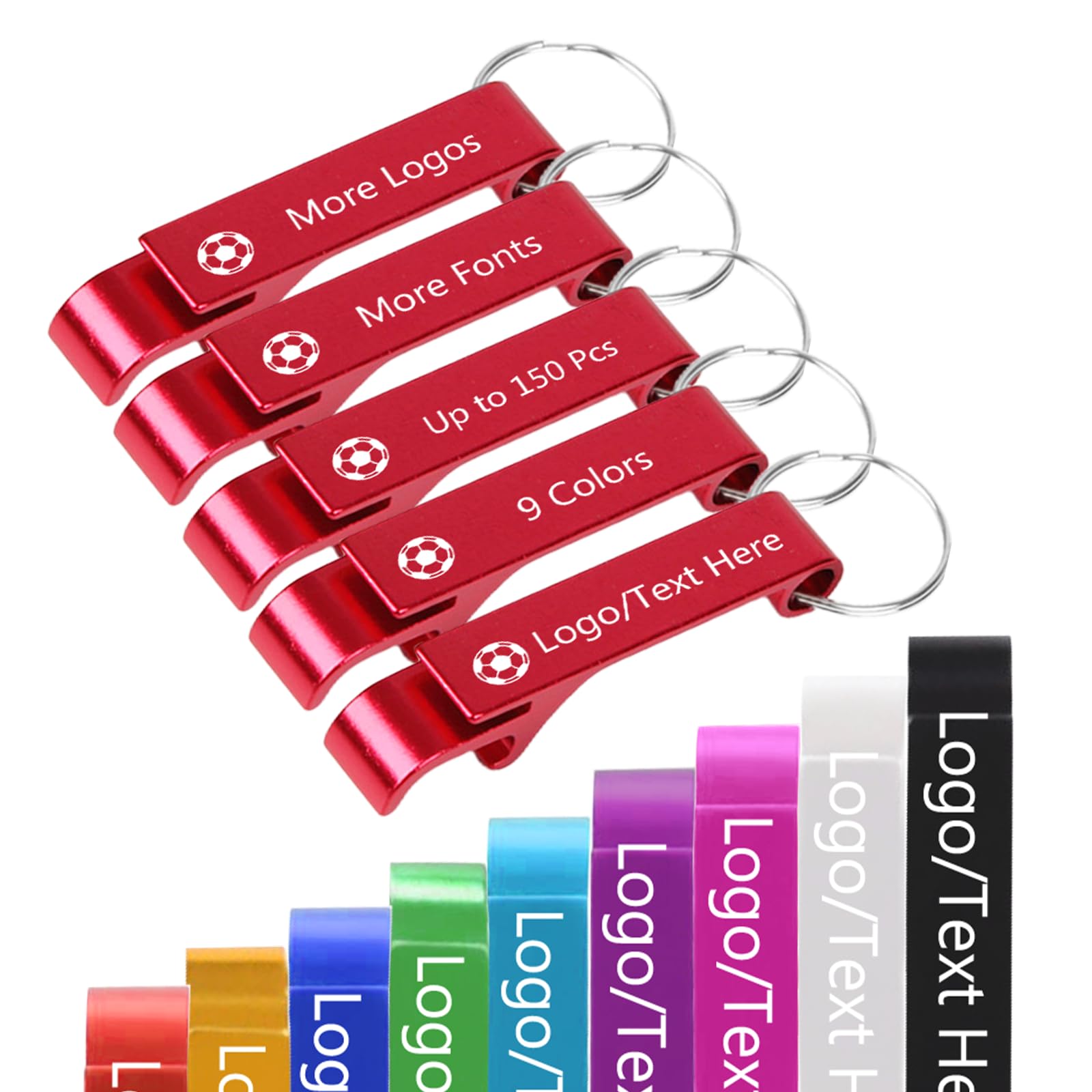 Up to 150 Pcs Custom Bottle Opener Keyring Personalised Bottle Openers Keychain Beer Can Opener with Logo Text Name Customised Party Wedding Favors Bulk Red