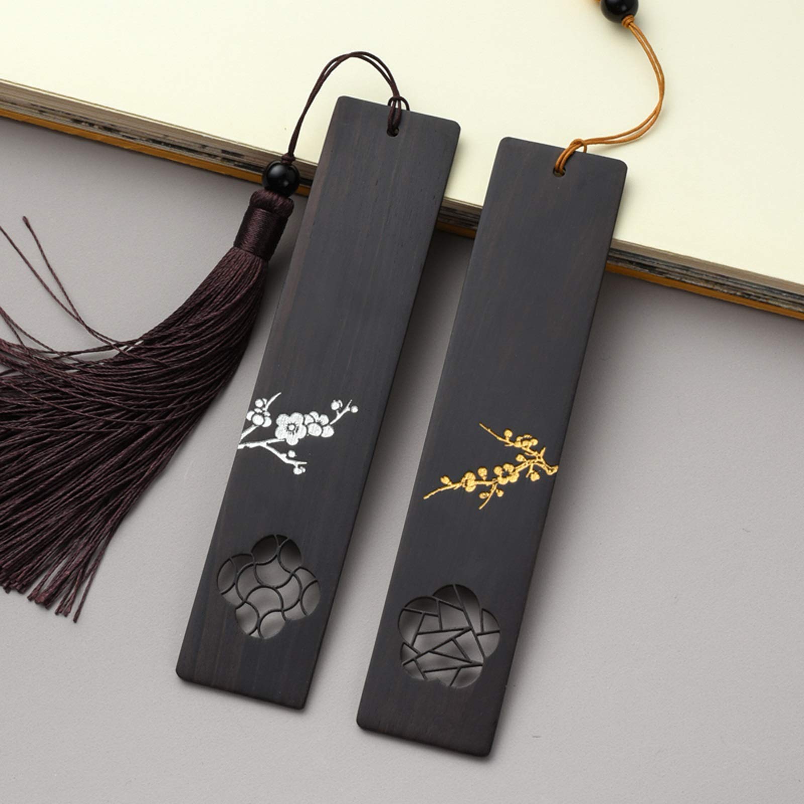 Segnalibri Dipinto a Mano Classico Tassel Segnalibro, Legno Fatti a Mano di Scultura di Legno Naturale Preferiti, Accessori Libro, Regalo for i Lettori segnalibro (Color : B)