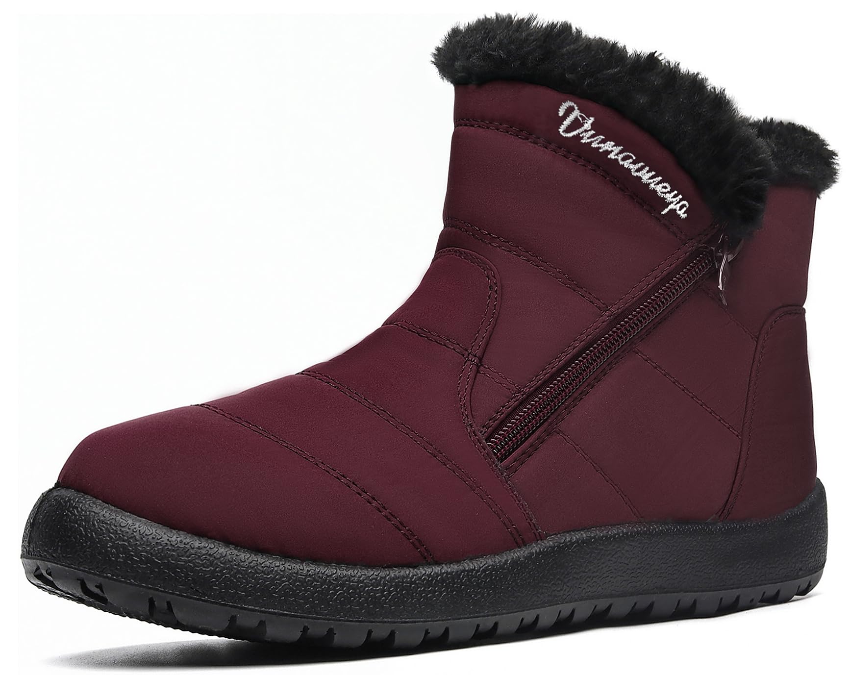 Vunavueya Damen Winterstiefel Wasserfest - Warme Plüschtuch Futter bis -5℃, Anti-Rutsch Gummisohle, Abnehmbarer Einlegesohle, Kurz Stiefel mit Seitenreißverschluss für Alltag, Spaziergang, Wandern
