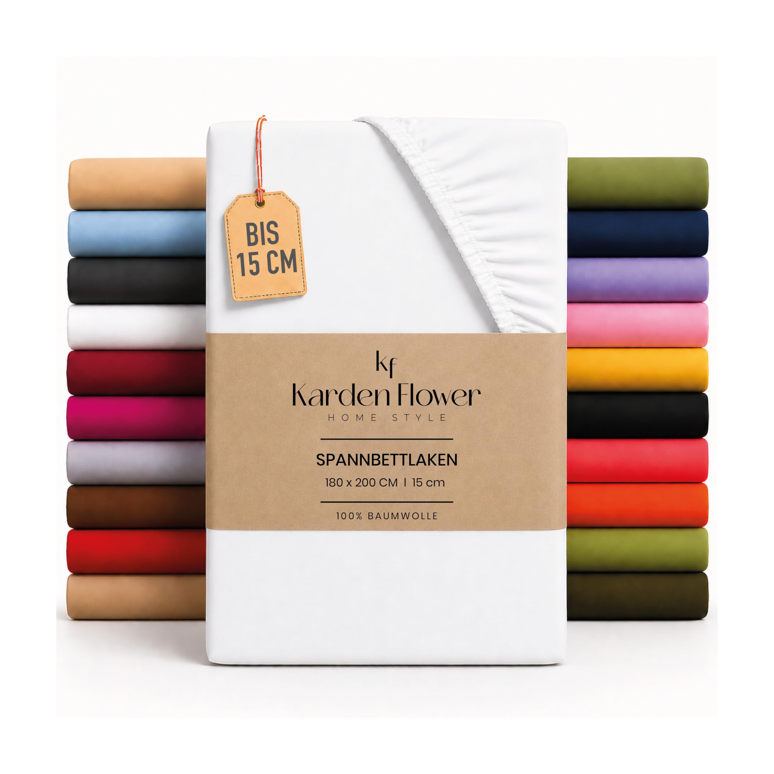 Karden Flower Jersey Topper Fitted Sheet Topper 120 x 200 cm White - Fitted Sheet 100% Cotton, Bed Sheet Topper 120 x 200 cm up to 15 cm Mattress Height White