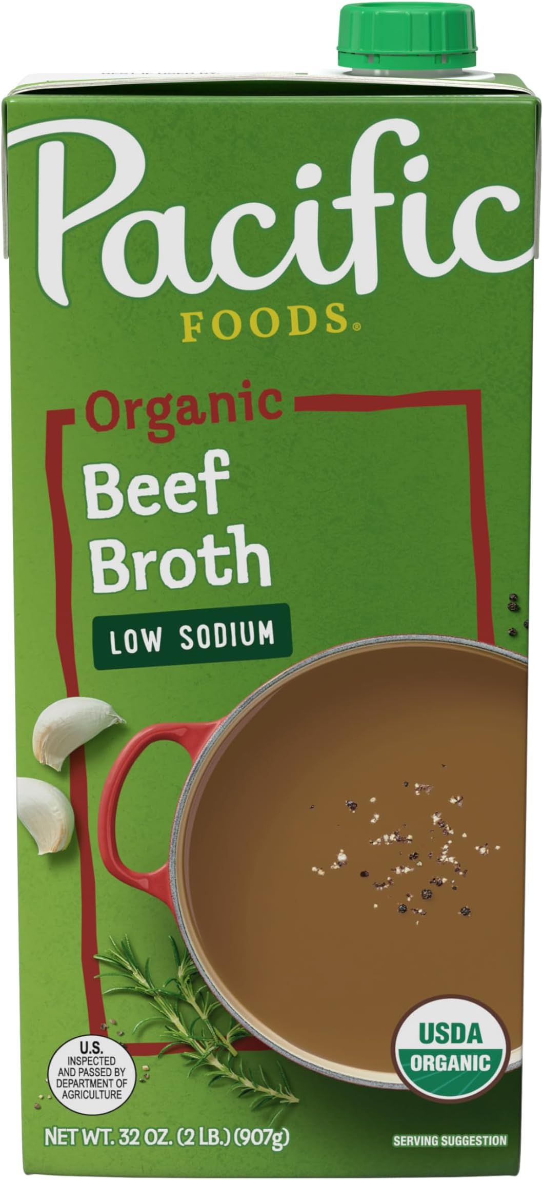 Pacific Foods Low Sodium Organic Beef Broth, 32 oz Carton