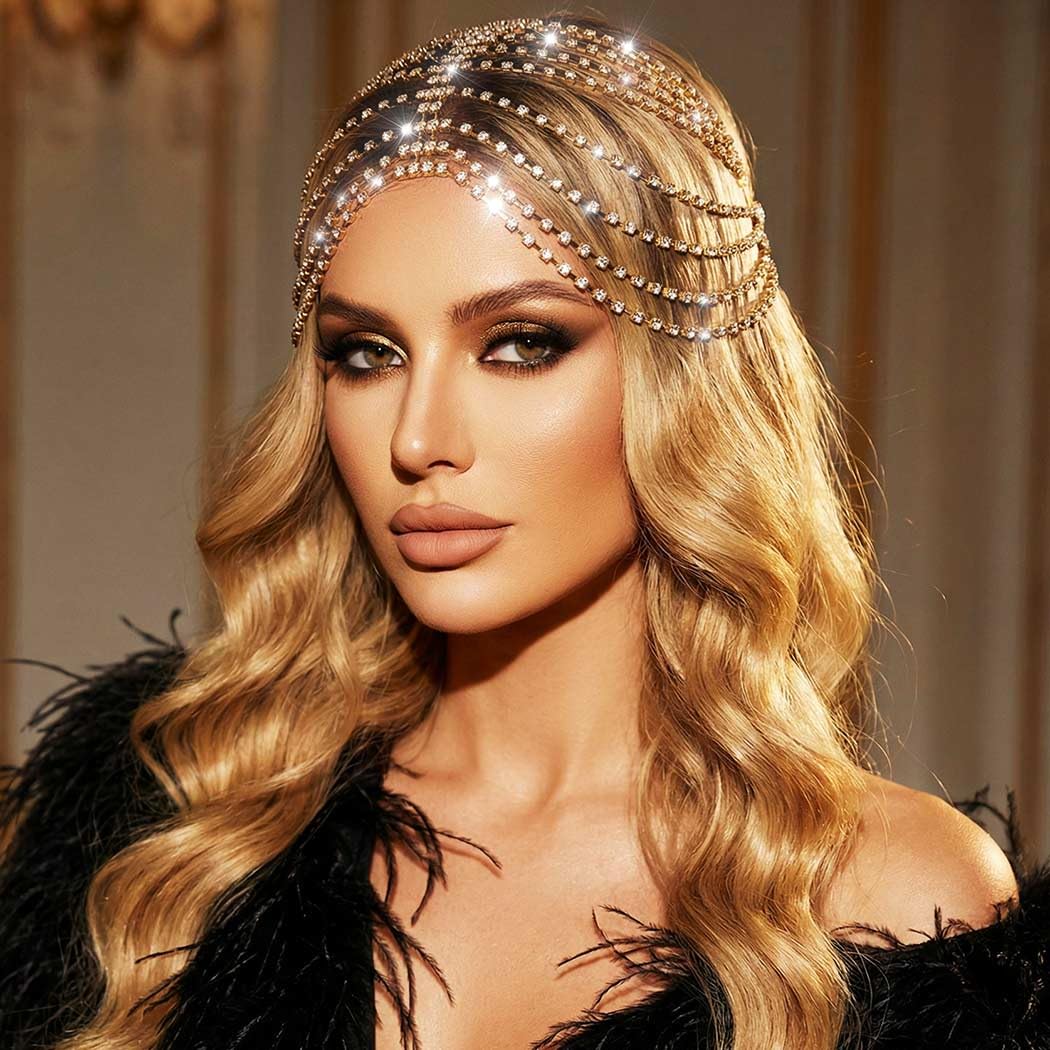 Amazon.com: CAKURE 1920s Crystal Cap Headpiece Flapper Cap Head