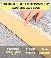 Vista 3 de WJXBoos Fundas de sofá de lino de algodón, fundas de sofá con exquisito borde de encaje, fundas de sofá antideslizantes y agradables a la piel