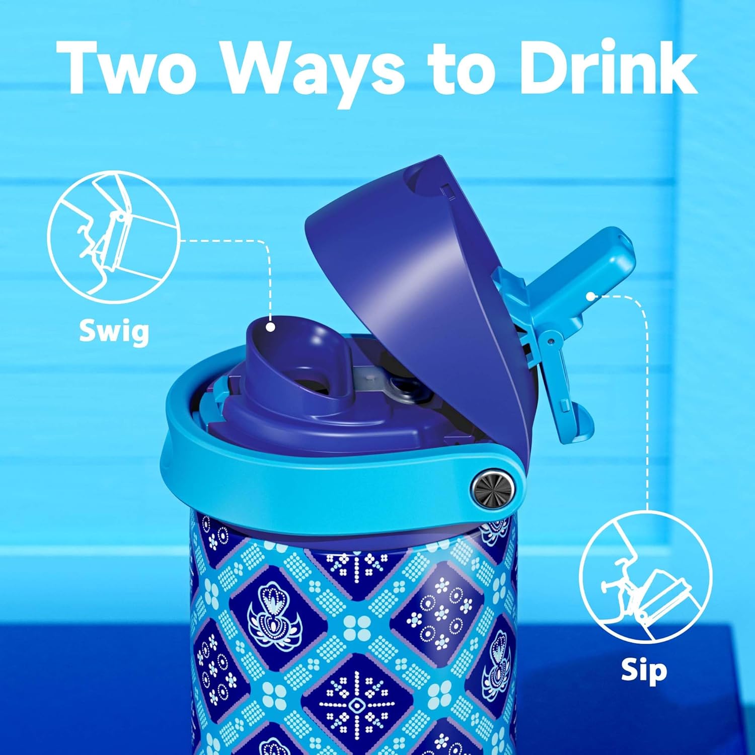 24 oz Insulated Water Bottle for Men: Meoky Stainless Steel Water Bottle with Holder and Shoulder Strap - Leak Proof, Cold for 24 Hours, Fits in Car Cup Holder, BPA-Free for Sports Travel, Blue Faith - Image 3