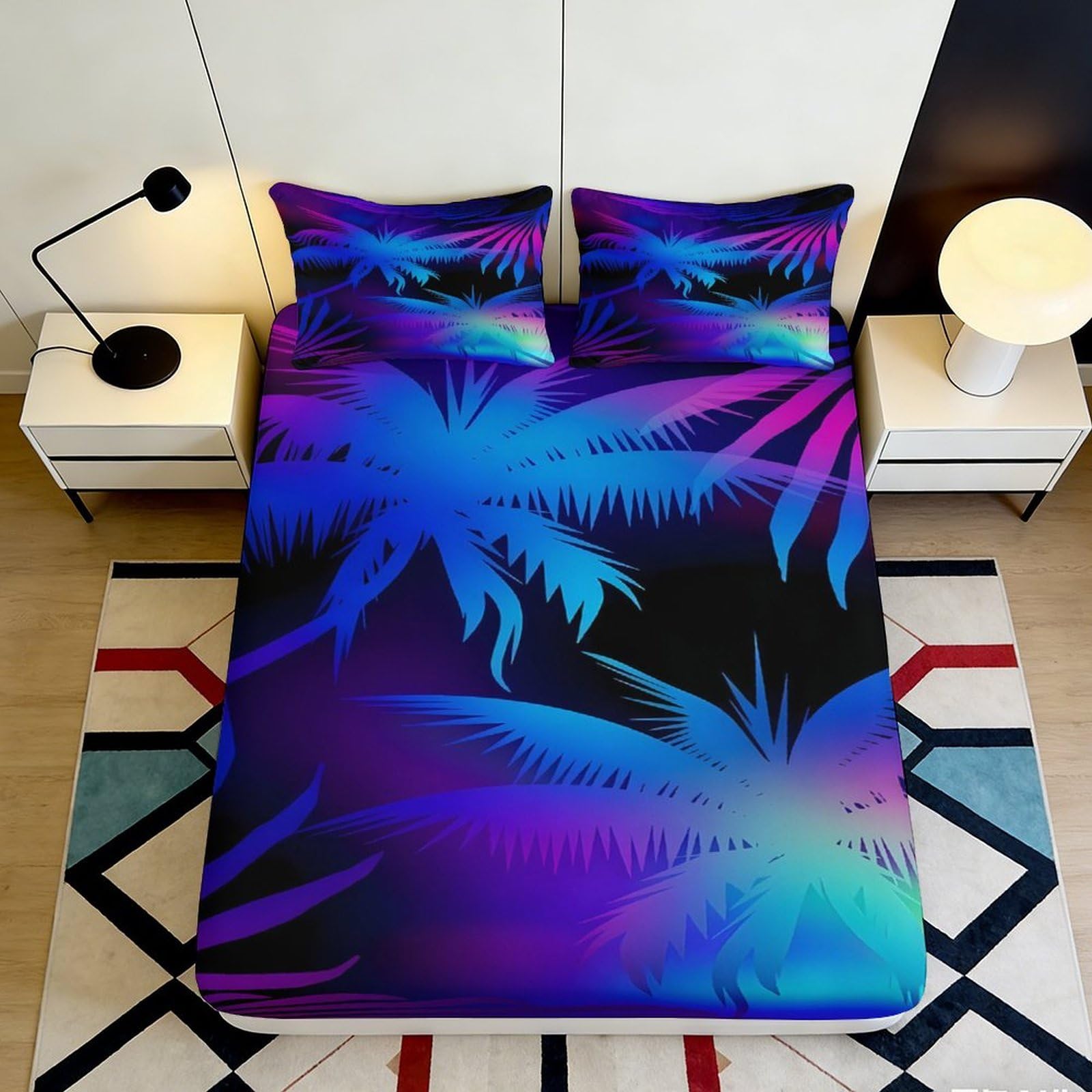 3D Printed Panda Fitted Sheet Microfiber Non-Slip Deep Pocket Panda Mattress Fitted Cover Bedroom Bedding for Adults Teens 180x200x25cm