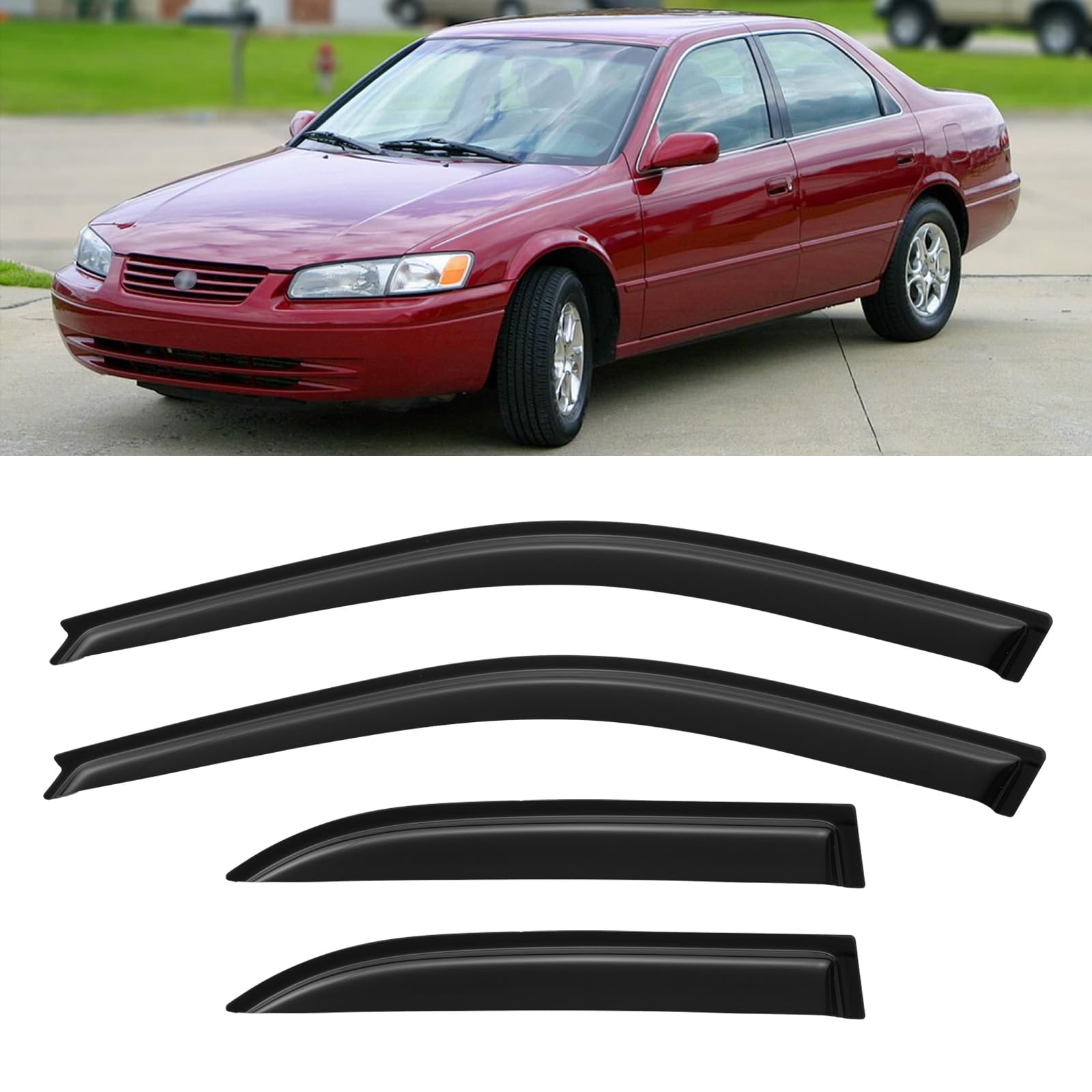 Window Visors Rain Guards for 1997-2001 Toyota Camry Sedan | Out-Channel Window Vent Wind Deflectors Visors Shades Protectors for 97 98 99 00 01 Toyota Camry
