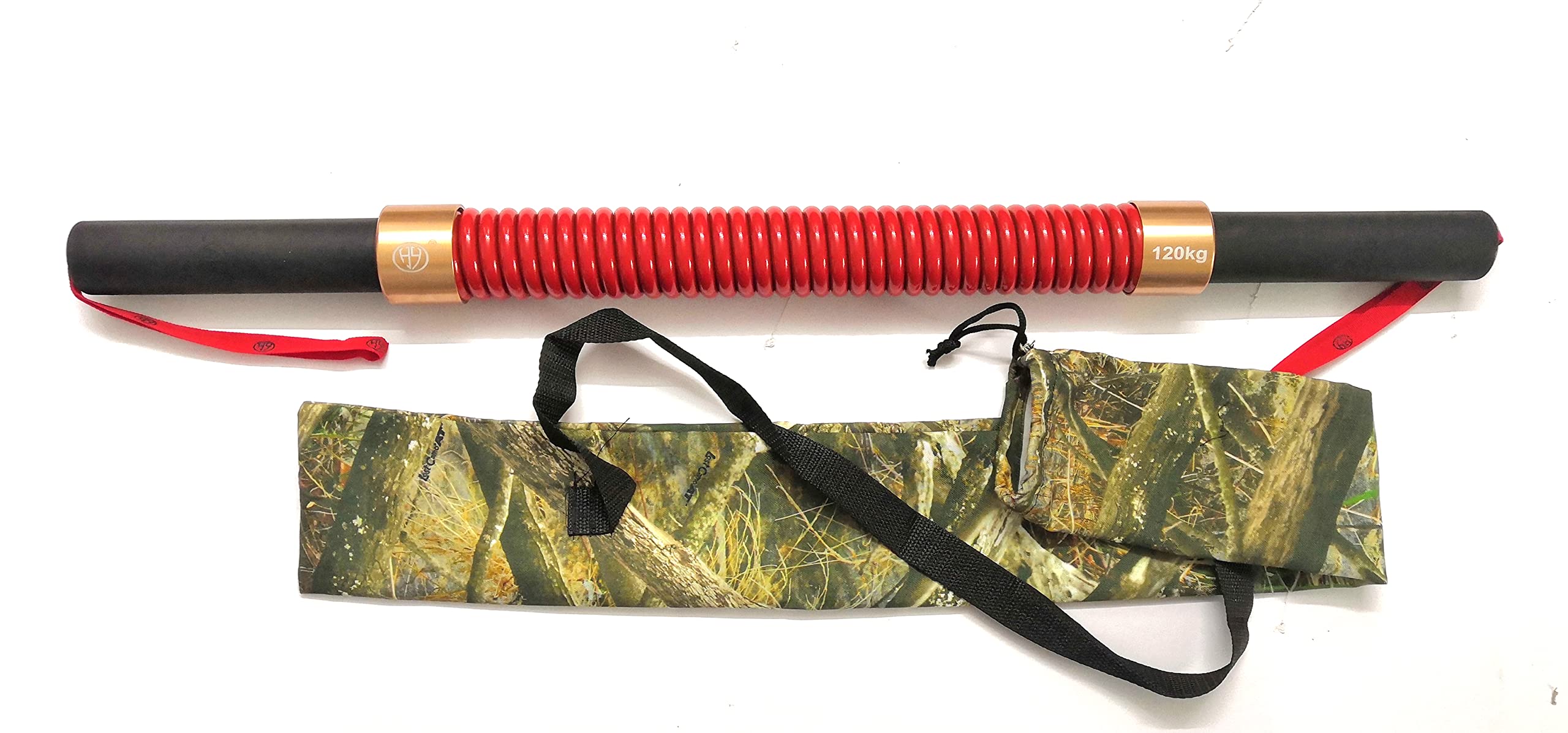 Power Twister Verstelbare Buigveer voor Bovenlichaamtraining, Zwart-Rood, 75 cm, 20-30-40 kg Weerstand, Staal met Thermoplastische Handgrepen