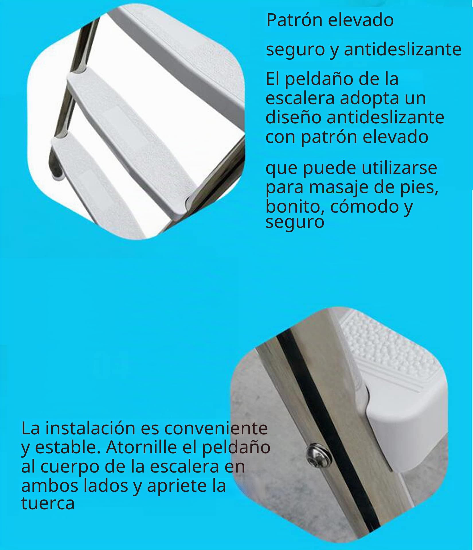 BOTOWI Escalera de Piscina de 52" | para Piscinas sobre el Suelo Stage Backyard Pool Home and Porch | 4 Pasos 304 de Acero Inoxidable | Capacidad de escaleras de Seguridad de hasta 500 Libras