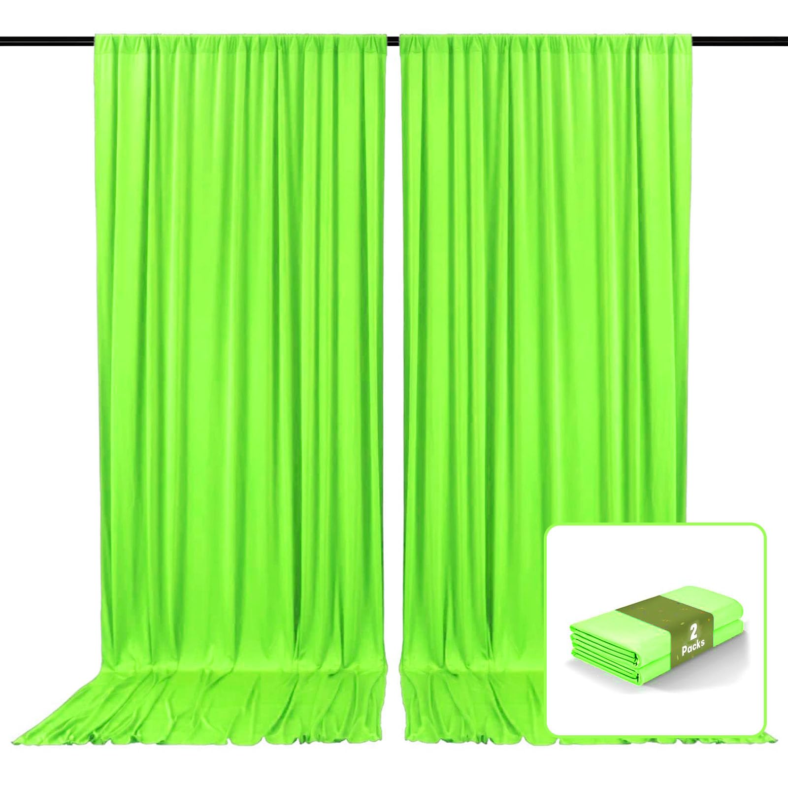 2 Panels Fruit Green Backdrop Curtain, 10 x 7 Feet Background Curtains for Parties, Weddings, Baby Showers, Bachelorette Halloween, Christmas Birthday