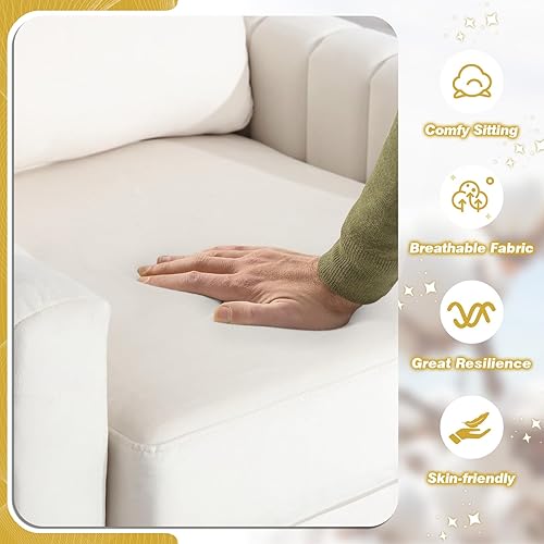 Miniatura 7 de Silla decorativa moderna de terciopelo, cómoda silla para sala de estar con cojín grueso, sillón de lectura tapizado, sofá de mediados de siglo con