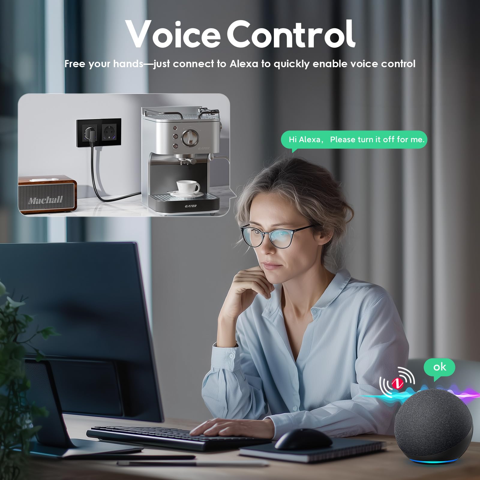 Zigbee Steckdose Unterputz Wandsteckdose mit Energieüberwachung, Doppelte Glassteckdose mit USB-A&USB-C, APP-Steuerung Arbeit mit Alexa/Google Home, Zeitpläne, Timer... Schwarz