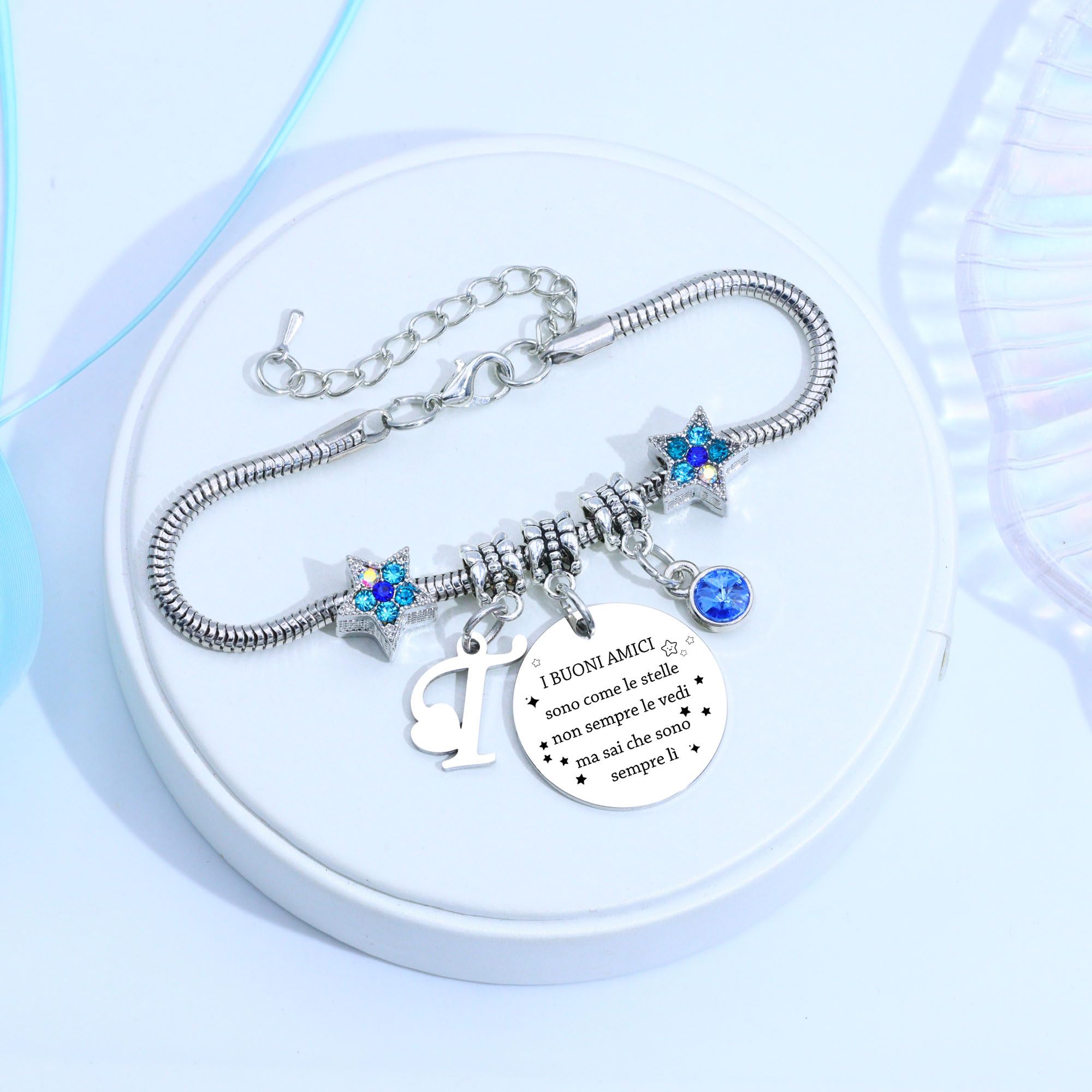 COEROW Braccialetti Delle Donne Con Lettere Iniziali-Regalo Personalizzato Per Buoni Amici,Amicizia Stella Bracciale e Ragazze Braccialetti-Nome Braccialetti Dare Sorella Collega Figlia Gioielli