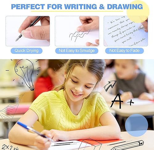 Miniatura 3 de 30 repuestos de bolígrafo retráctil, repuestos de bolígrafo de tinta de 0.039 in, repuestos para suministros escolares de oficina, punta media (azul)