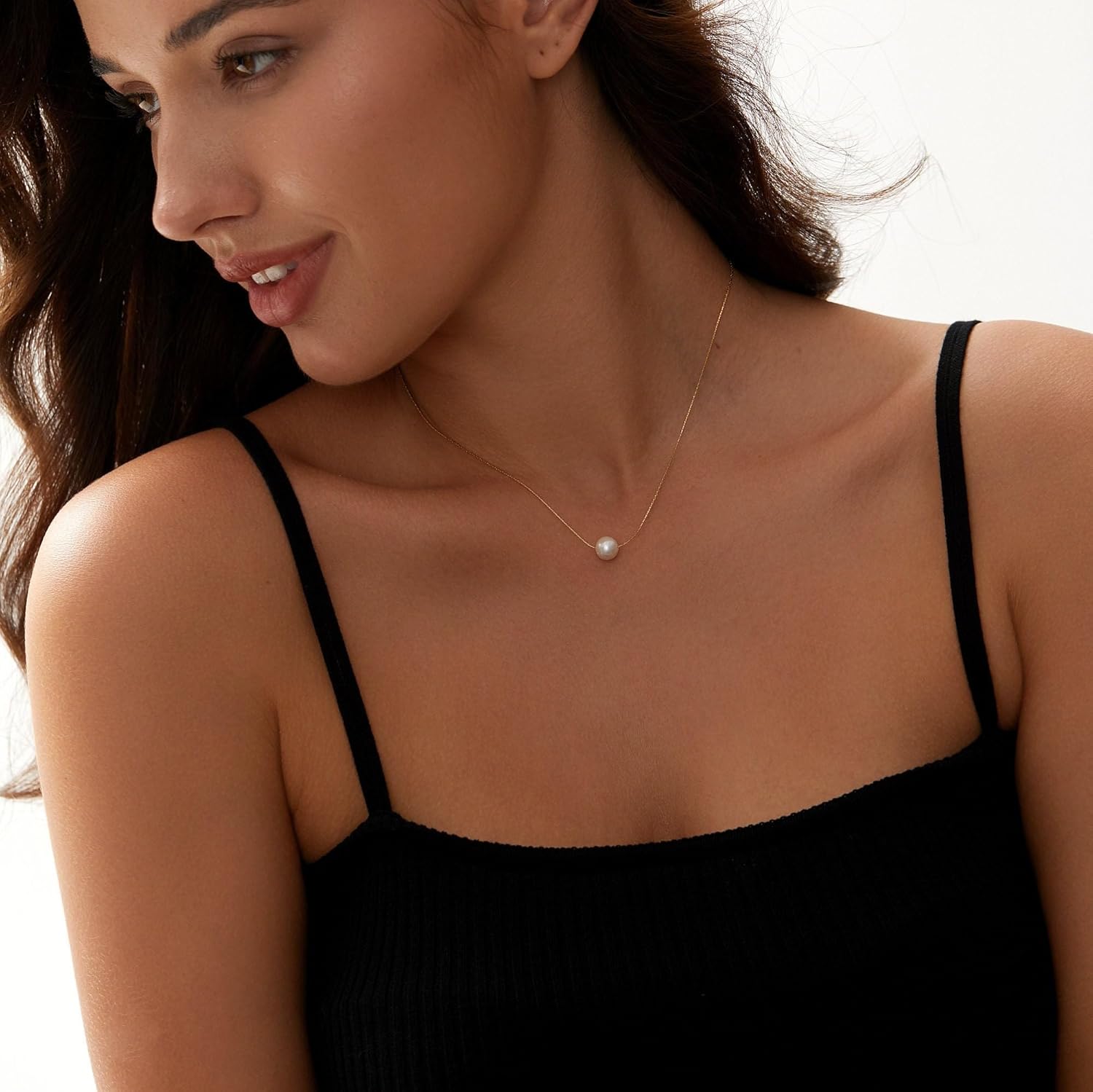 Pearl Necklaces for Women Trendy, 14k Gold Plated Dainty Necklace Simple Pearl Drop Single Charm Pendant Necklace Birthday Wedding Gifts Gold Jewelry for Women - Image 5