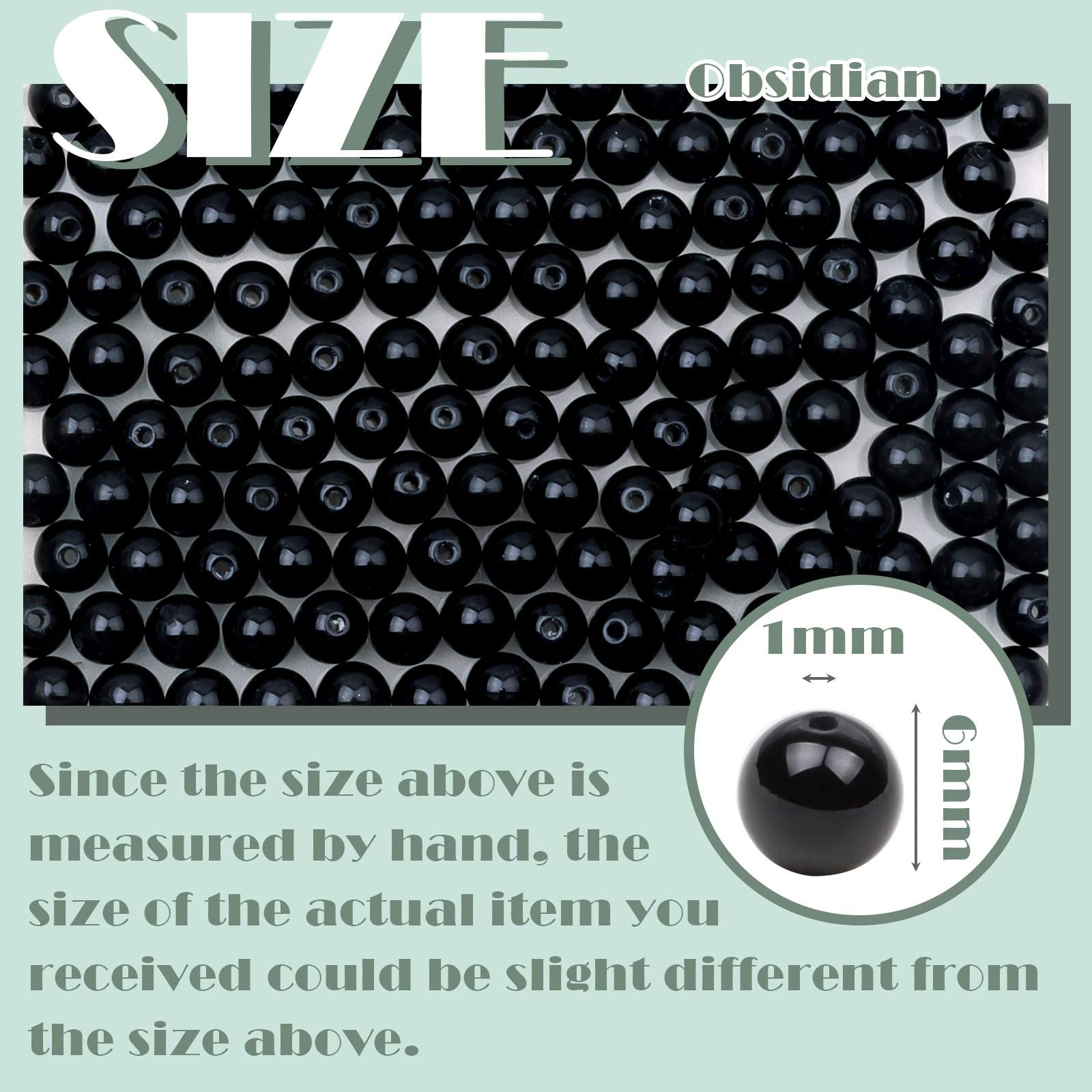6mm Round Obsidian Gemstone Beads - Image 2
