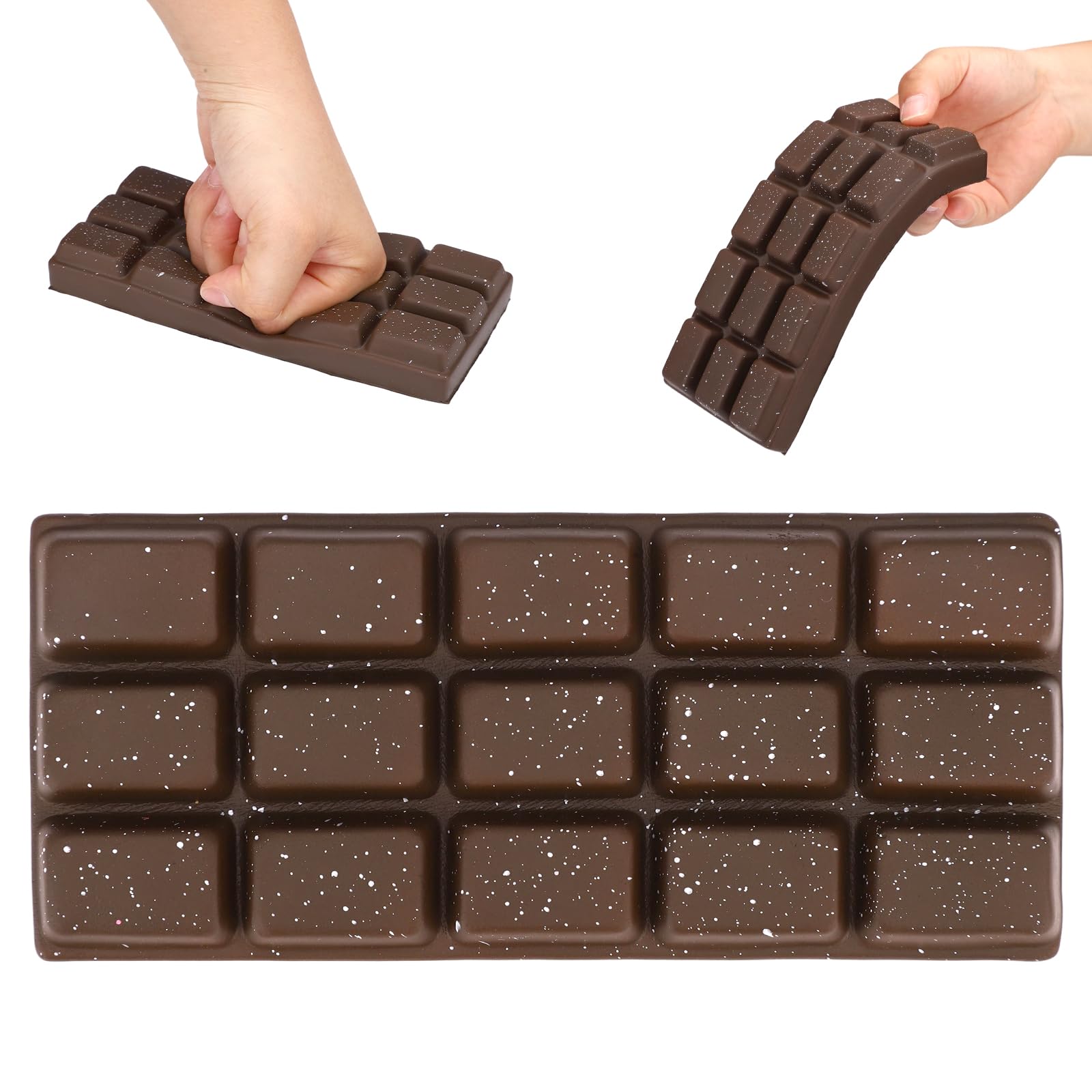 Slow Rising Chocolate Bar Squishy, Fake Chocolate Squeeze Plaything Soft Realistic Giant Food Fidget Toy Suitable for Adults Office Home Desk Focus and Party Favor (Spotted Brown) — image 1