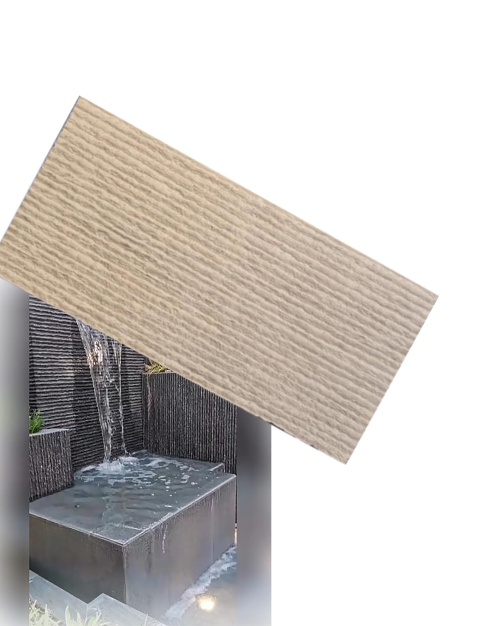 Panel de piedra de poliuretano ligero, revestimiento de pared de piedra cultivada sintética con efecto de agua en cascada para paredes interiores y exteriores