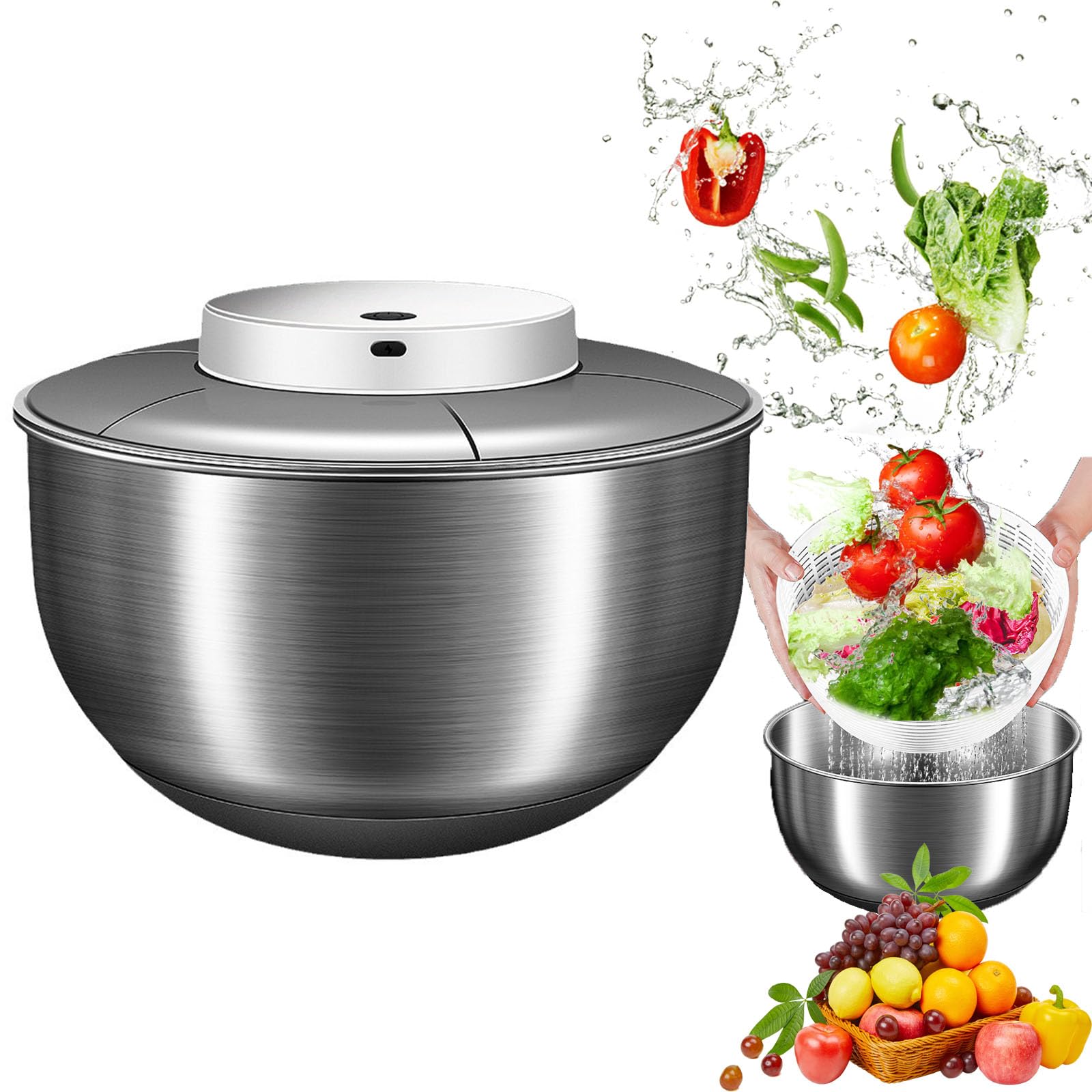 サラダ✩ Amazon.com: Electric Salad Spinner, 4.8L Large Capacity