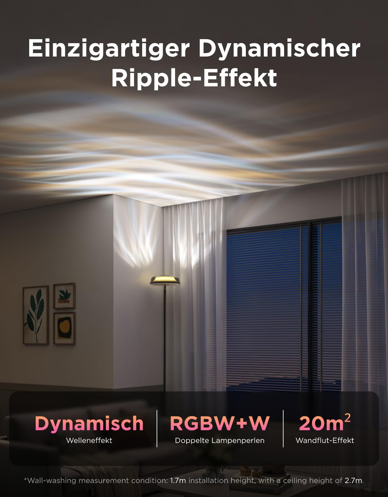 Govee Stehlampe Deckenfluter RGBICWW Dreizonenbeleuchtung 80+ Szenen 2700-6500K 1000LM Kompatibel mit Matter Alexa