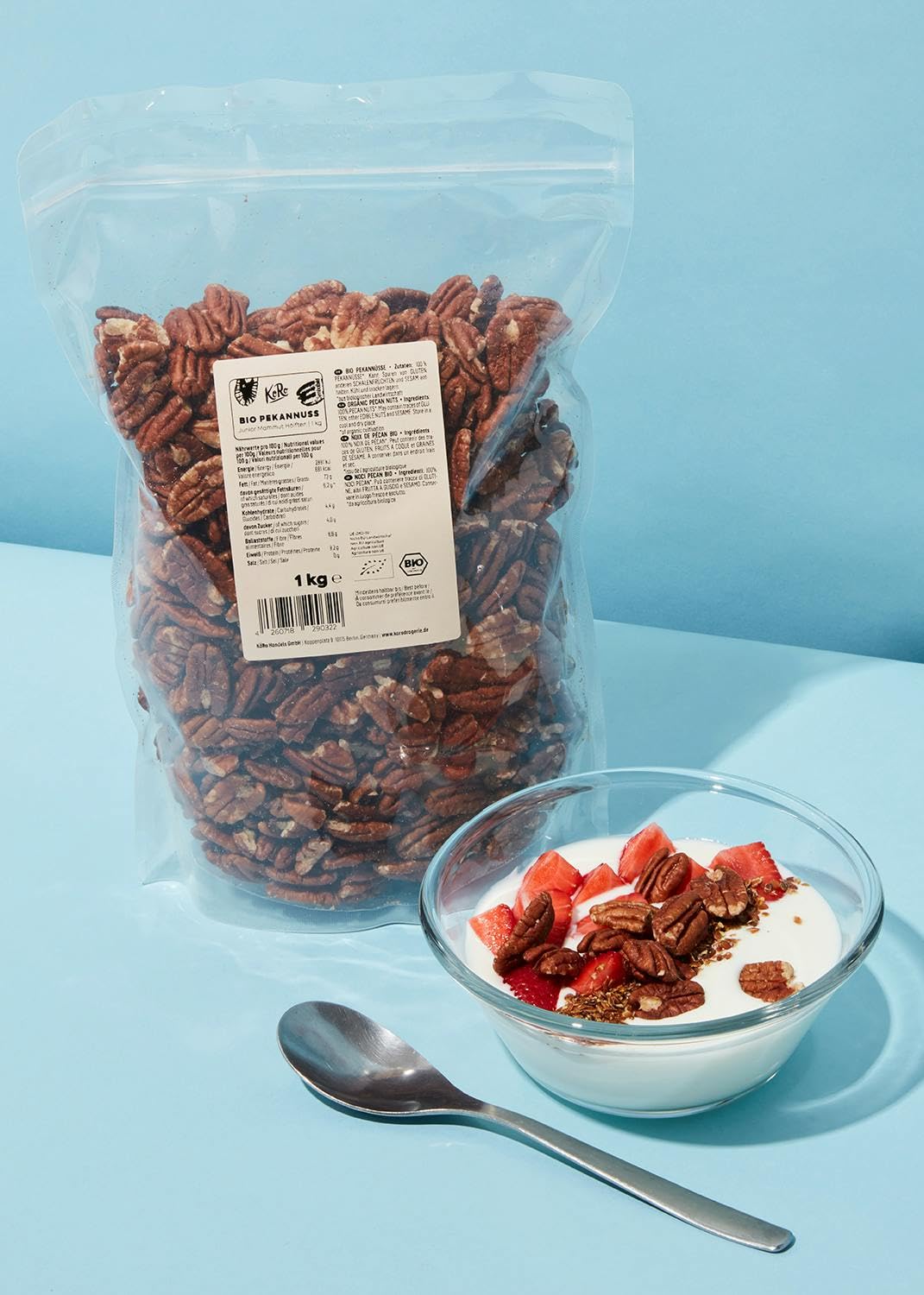 KoRo - Bio Pekanusskerne 1 kg - Top Bio-Qualität - Ideal zum Backen und Kochen - Ganze Kerne