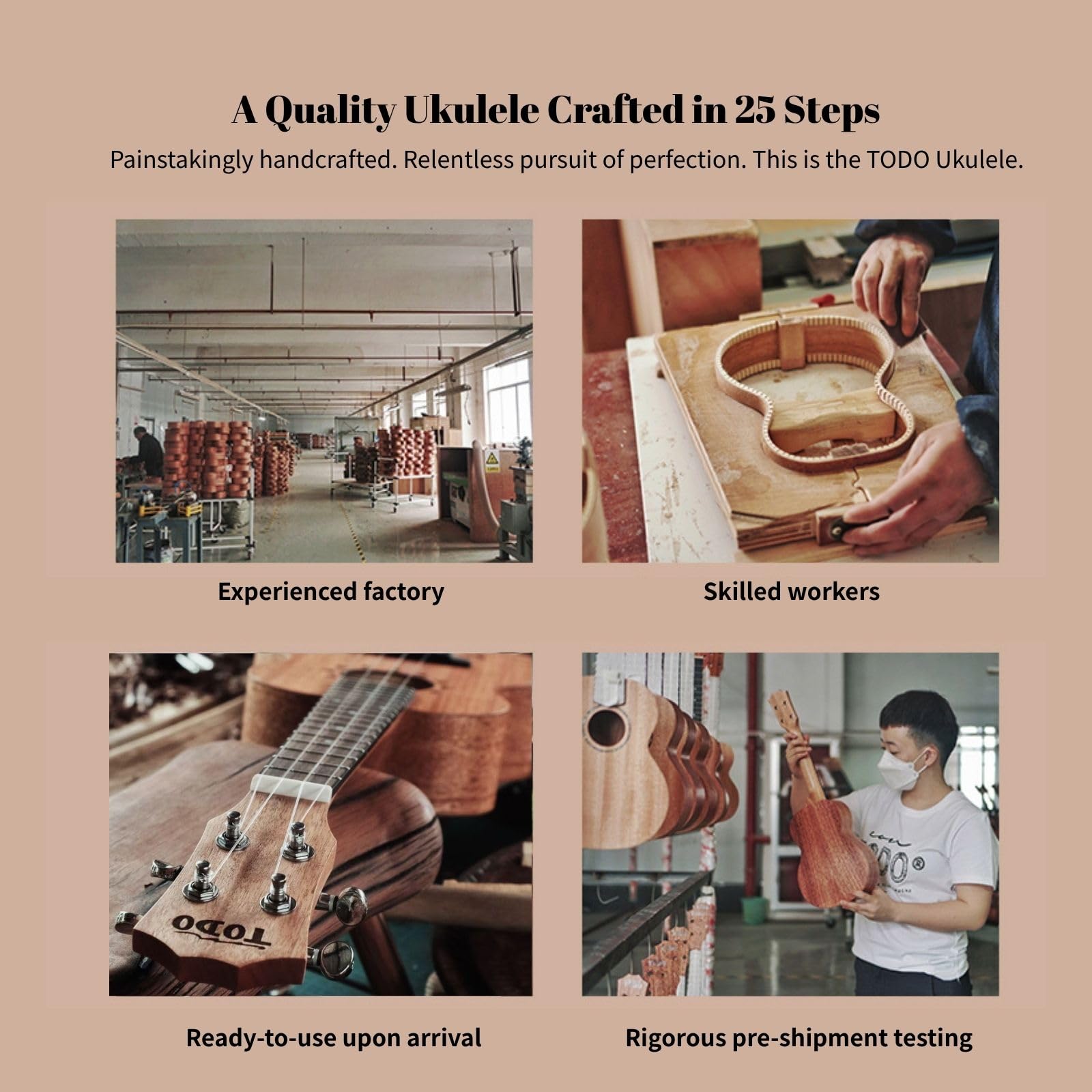 TODO Music Ukulele Die Nile Ukulele für Erwachsene & Anfänger Kit mit Carbon Saiten, Tasche, Gurt (Mahogany, Soprano)