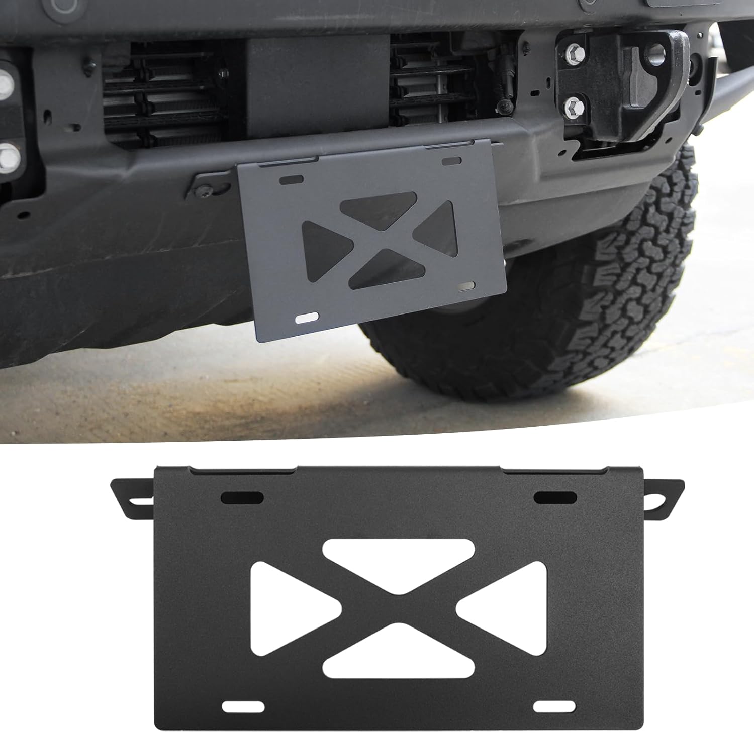 Front License Plate Bracket Holder Compatible with Ford Bronco Accessories 2024 2023 2022 2021, License Plate Frame Relocation Mount for Bronco Front Lower Bumper