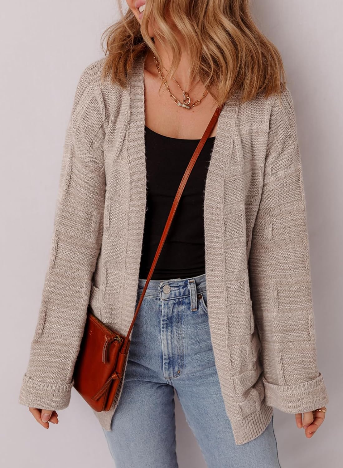 SHEWIN Women's Open Front Lightweight Cardigan Casual Long Sleeve Knit Loose Sweaters Outwear - Image 6