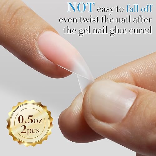 Miniatura 8 de Double Rhythm Juego de 2 piezas de gel de pegamento de uñas de 0.5 onzas para puntas de uñas acrílicas postizas y uñas a presión, kit de esmalte de