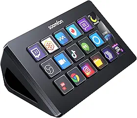 SOOMFON Deck de controle de stream com 15 teclas de macro LCD personalizável para acionar ações no OBS Twitch YouTube, compatível com PC e Mac para criadores de conteúdo, streaming de jogos