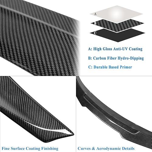 Miniatura 5 de Alerón de maletero G20 compatible con alerón BMW Serie 3 G20 Sedan G80 M3 2019-2025 (tipo DN), hidroinmersión de fibra de carbono