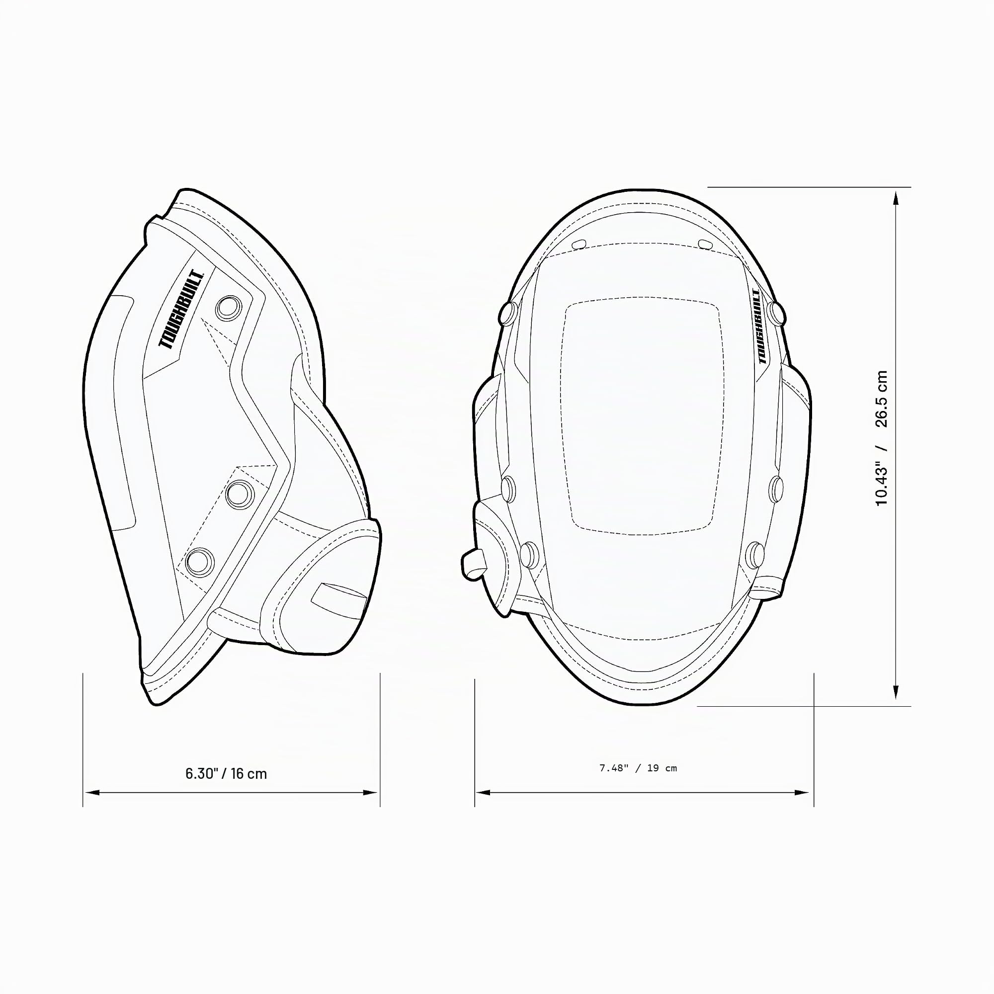 ToughBuilt Rodilleras FoamFit Rocker | Diseño basculante, amortiguación FoamFit, correas ajustables, movilidad suave, protección en el lugar de trabajo