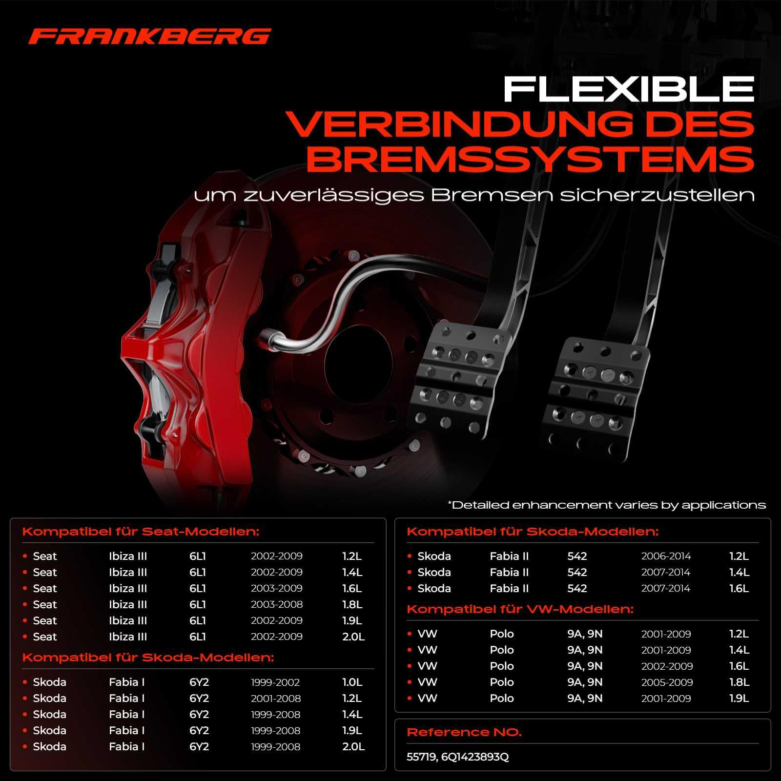 Frankberg Hydraulikschlauch Lenkung Kompatibel mit Cordoba 6L2 1.2L-2.0L 2002-2009 Ibiza III 6L1 1.2L-2.0L 2002-2009 Fabia I 6Y2 1.0L-2.0L 1999-2008 Replace# 6Q1423893Q
