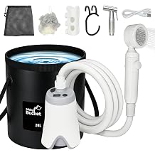 KEENTECH Portable Shower for Camping, Rechargeable Electric Outdoor Shower with LED Display,IPX7 Waterproof Camping Pump Shower for Hiking RV, Travel, Pet Bath, Car Washing