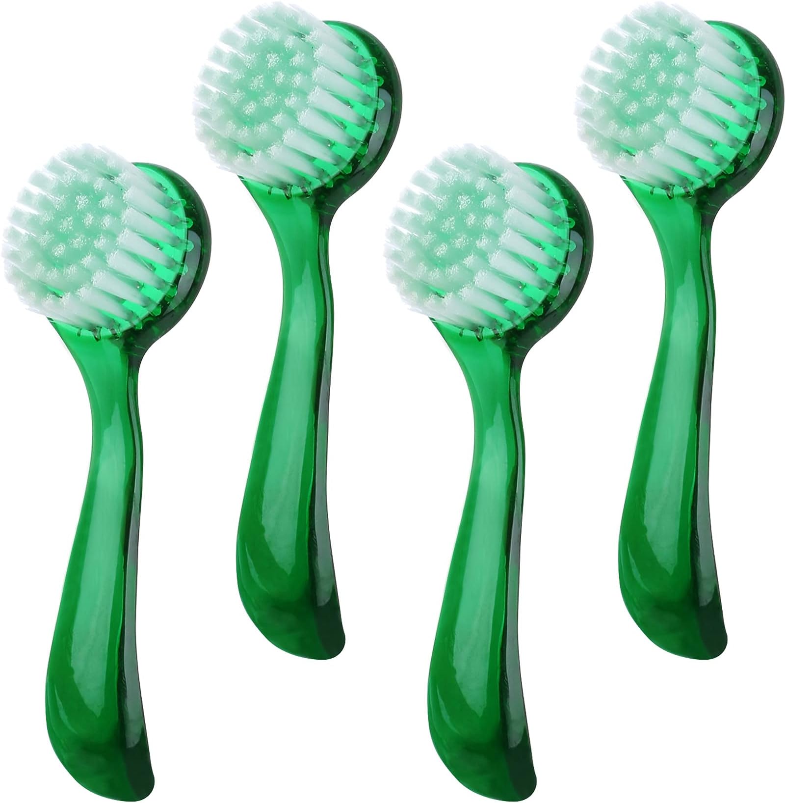 Facial Cleansing Brush, Facial Exfoliating Brush Face Wash Scrub Exfoliator Brush for Makeup Skincare Removal, 4 Pack (Green)
