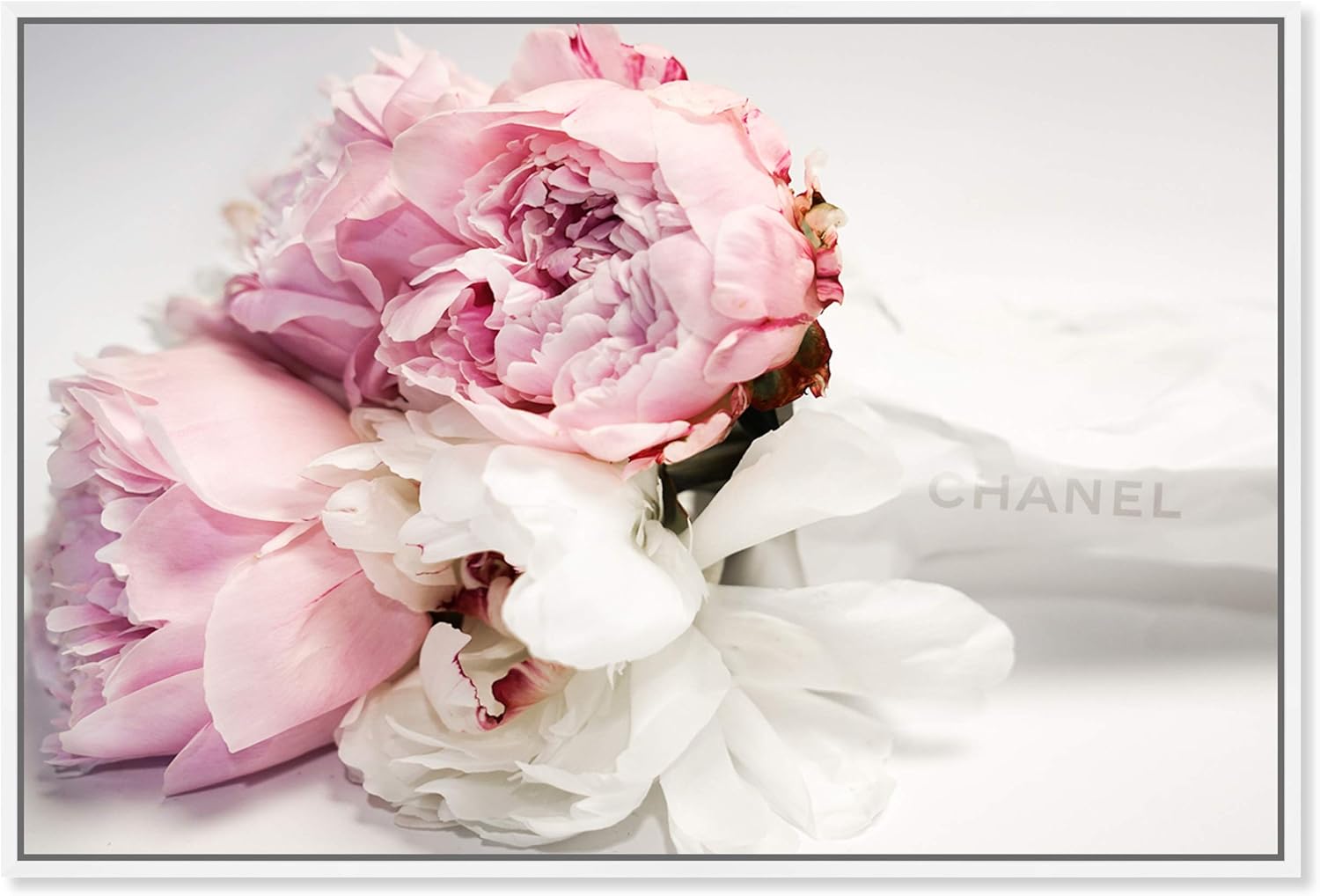 Oliver Gal Peonies and Magnolia Love Canvas Print Wall Art for Living Room, Bedroom, and Bathroom, 24" x 16", White Floater Frame White Floater Frame 24"L x 16"W