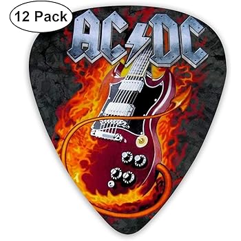 Amazon Com Gailfranklinandcat Acdc Guitar Picks 12 Pack Premium Picks Sampler Includes Thin Medium Heavy Gauges Musical Instruments