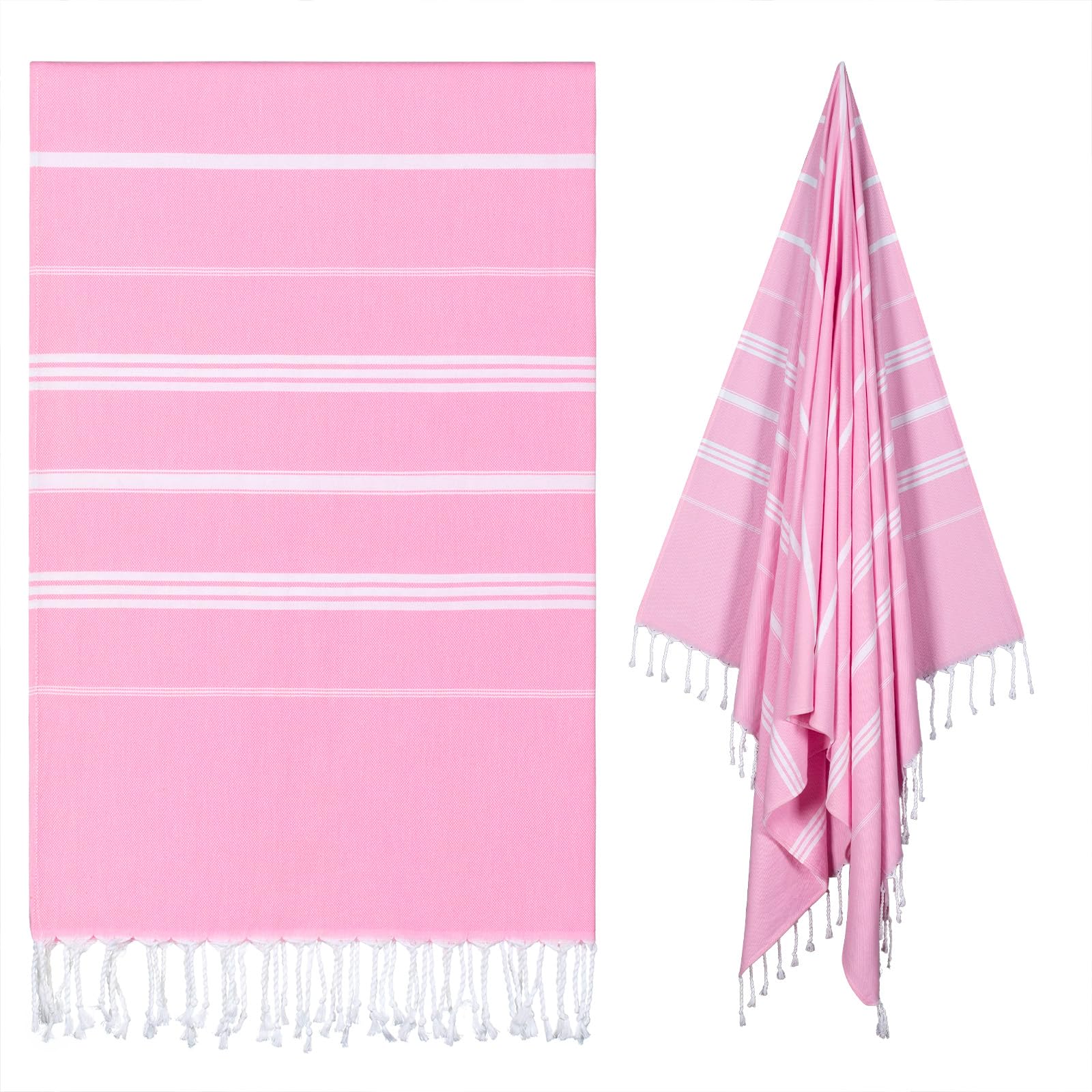 Ouxiaobai Turkish Beach Towel Oversized - 40"x70" Quick Dry Sand Free Thin Beach Towels for Adults, Extra Large Lightweigh Travel Towel(Pink)
