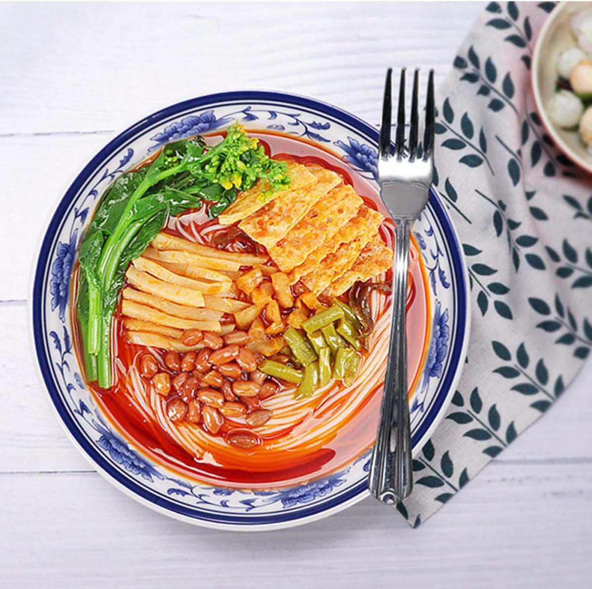 PRETYZOOM Chinese Style Blue White Melamine Noodle Bowl for Ramen Rice