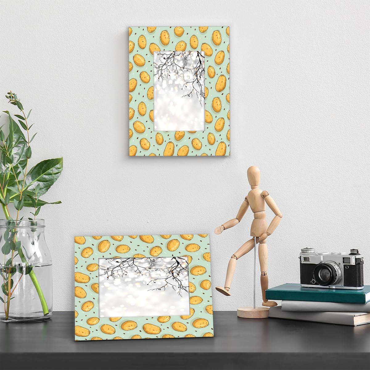 5x7 Picture Frame Cute Potato Wooden Photo Frames for Tabletop and Wall Display, Picture Frame Home Decor Gift Frame(Potato Pattern) image 5