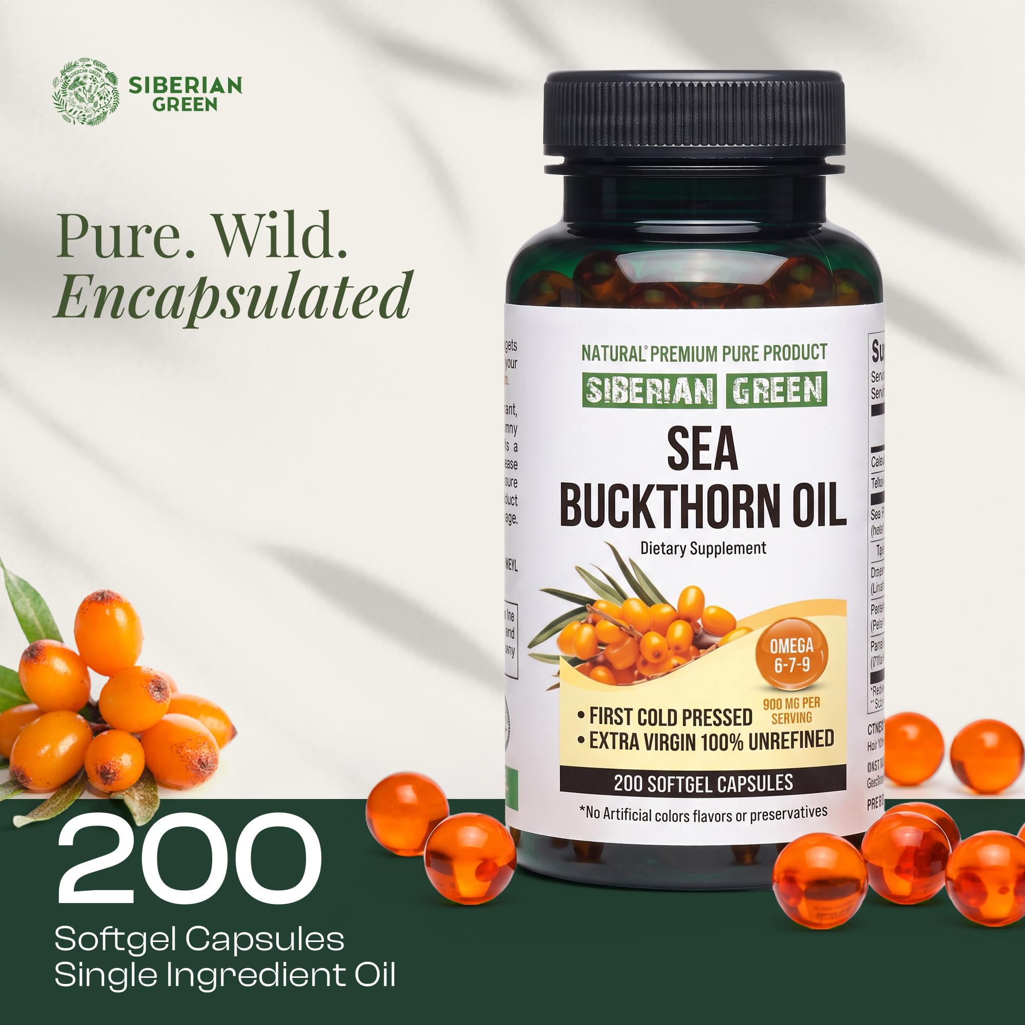Siberian Green Sea Buckthorn Oil Capsules, Omega 7 Softgels for Skin — Amazon image 6