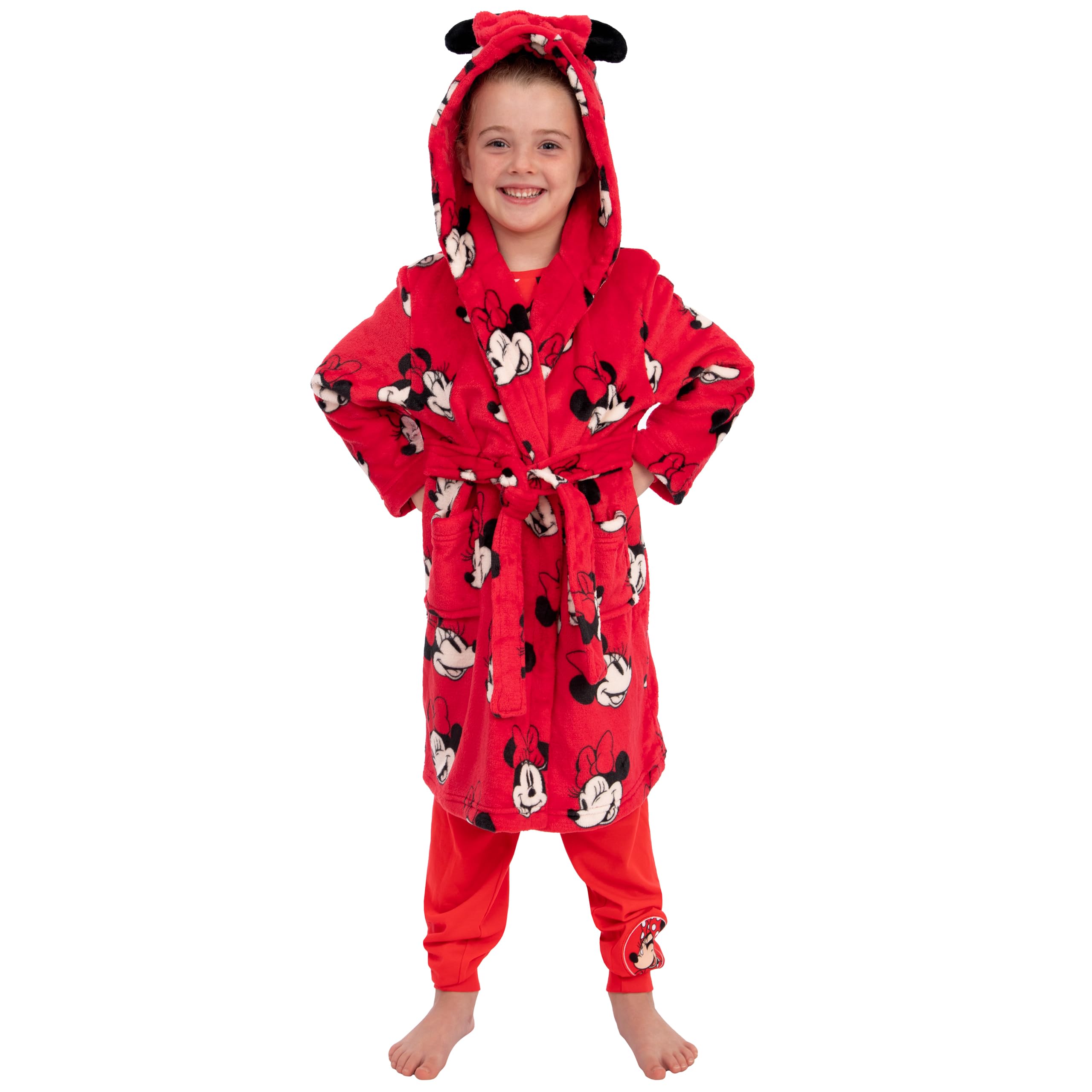 Disney Albornoz Niña Minnie Mouse, Bata Niña Con Orejas 3D, Batin Chica Polar