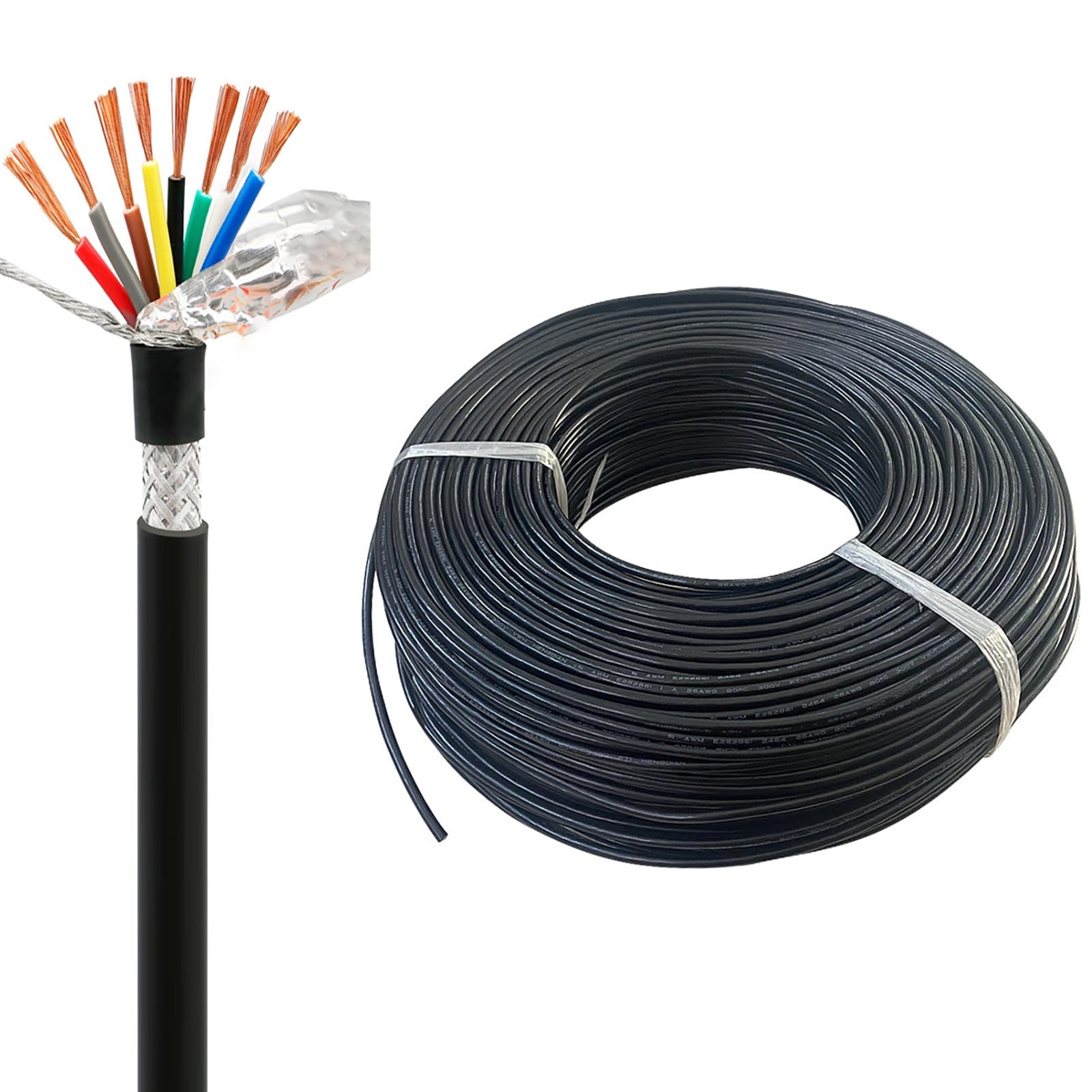 Câble blindé RVVP 8 conducteurs en cuivre pur de 1.0mm² pour signaux stables