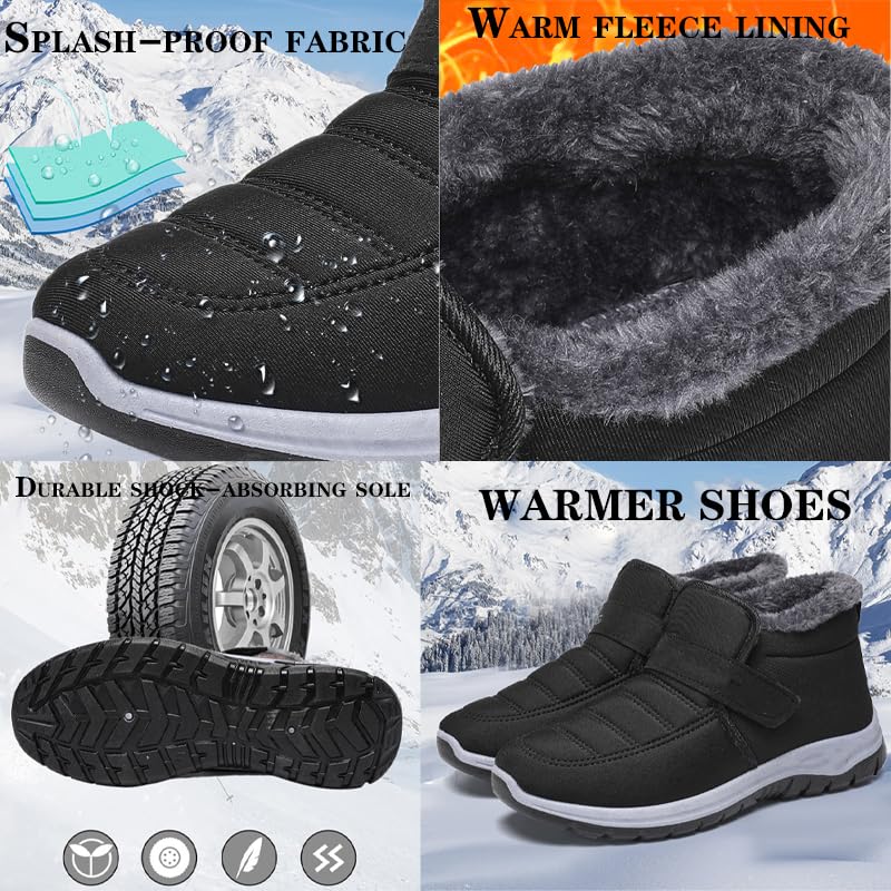 Winter Boots For Women Black Warm Fur Lined Slip On Ankle Snow Boots Comfortable Waterproof,Men'S Winter Boots Waterproof,Fashionable Winter Shoes For Ultimate Comfort3
