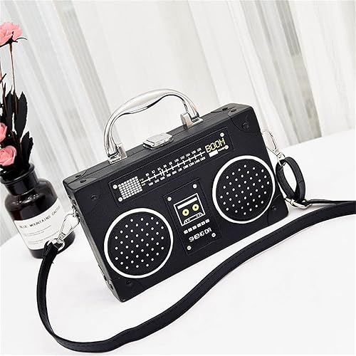 Miniatura 2 de TAMMYFLYFLY Bolso cruzado en forma de radio vintage único para mujer, bolso de hombro con cierre de clip